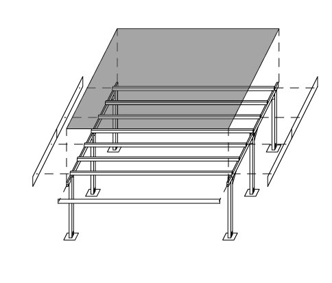 Carport-5x5 Doppelcarport Flachdach B600 x T600 cm Bausatz ohne Dacheindeckung Pfosten 12x12cm Carport Basic