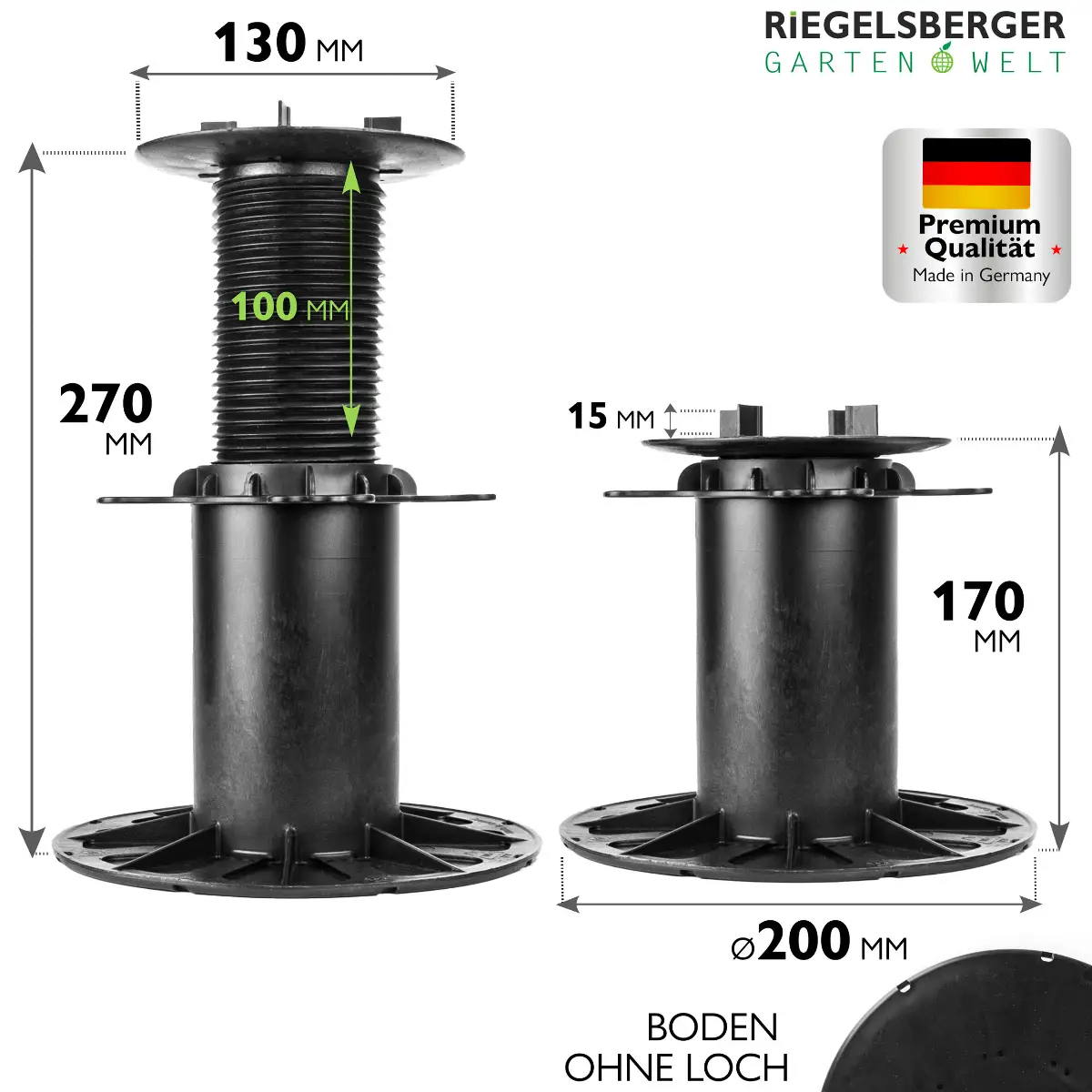 Plattenlager Premium 170–270 mm – verstellbare Terrassenlager (18 Stück)