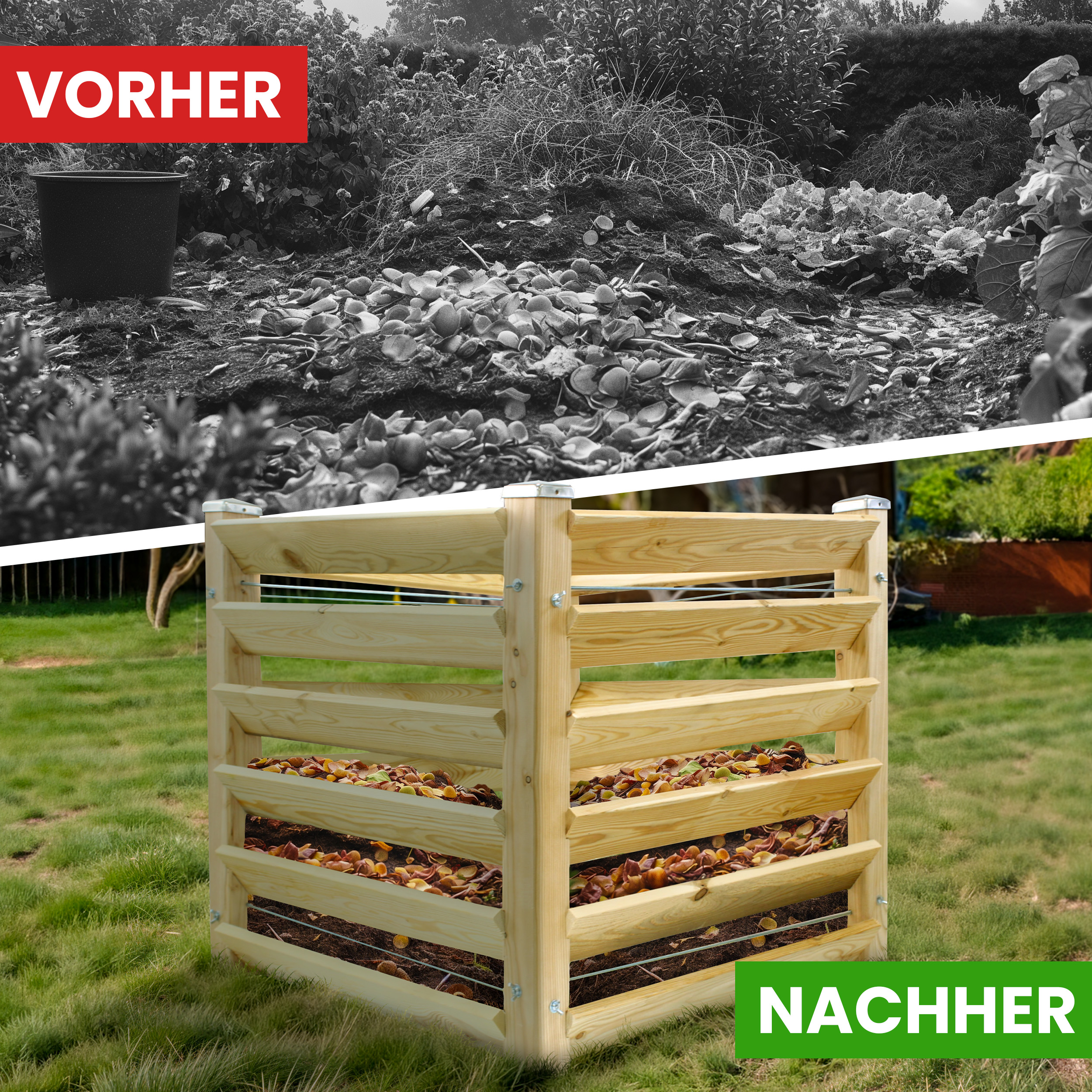 4FH9tLSxAvtj40 Moderner Komposter aus Lärchenholz Massivholz Steckkomposter Kompostsilo Holzkomposter
