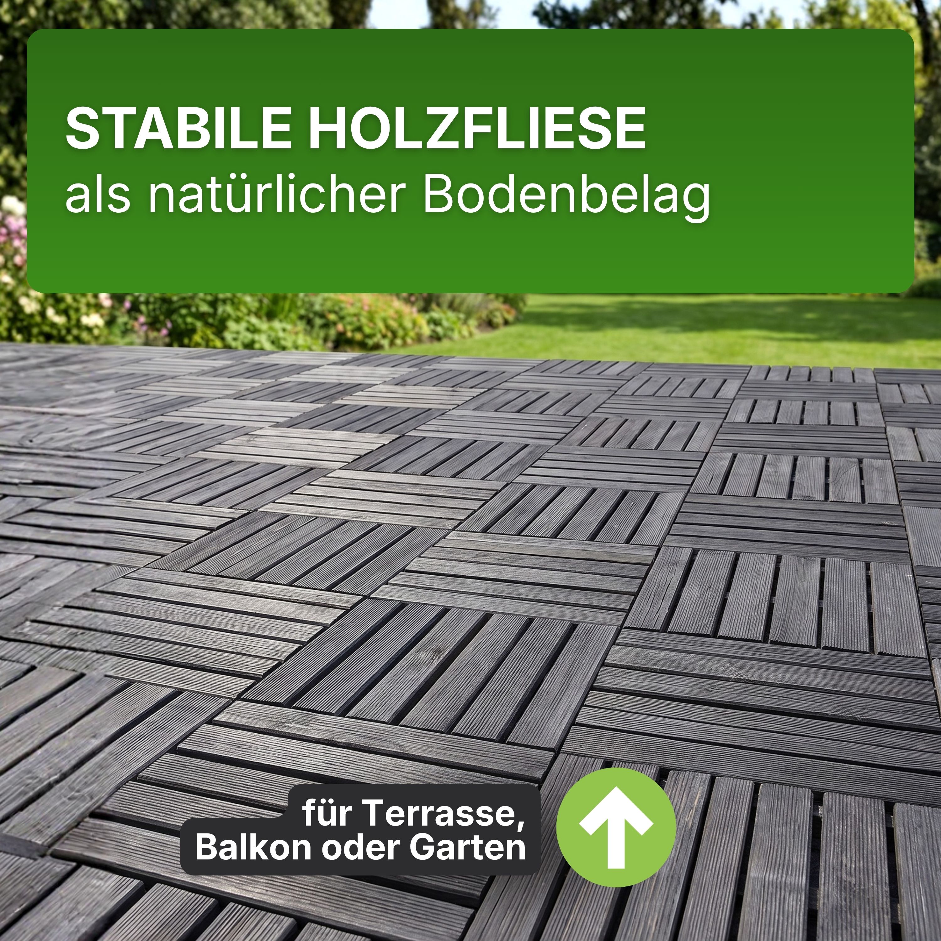 Terrassenfliese aus Kiefernholz GRAU imprägniert 50x50cm Holzfliese Balkonfliese Fliese Terrasse