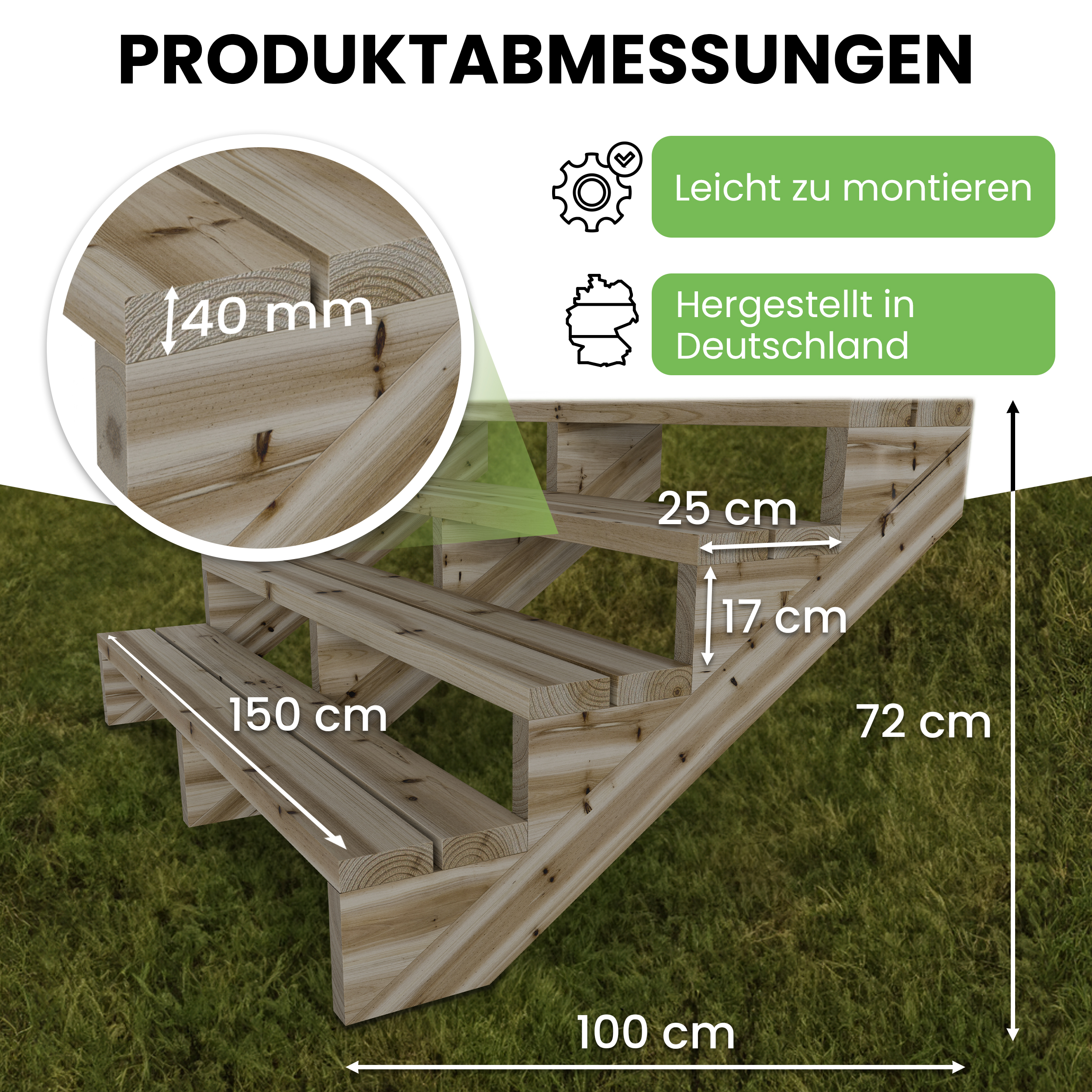 Terrassentreppe Kiefer kesseldruckimprägniert Treppe mit Stufen Wangentreppe Breite