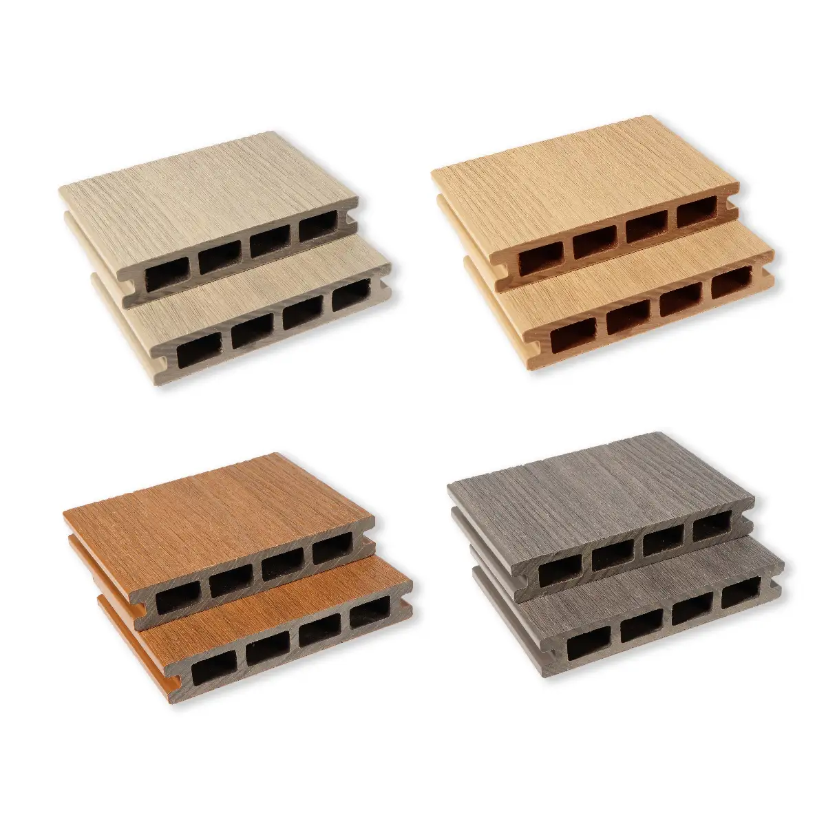 WPC Terrassendielen Musterbox Vollprofil, Premium & ummantelte WPC Dielen