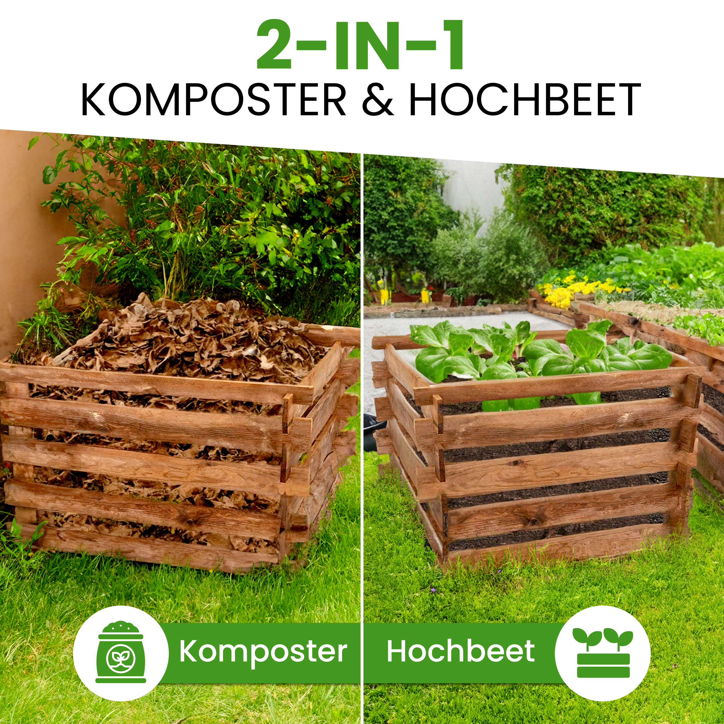 Holzkomposter Kiefer imprägniert mit Stecksystem Kompostsilo Steckkomposter