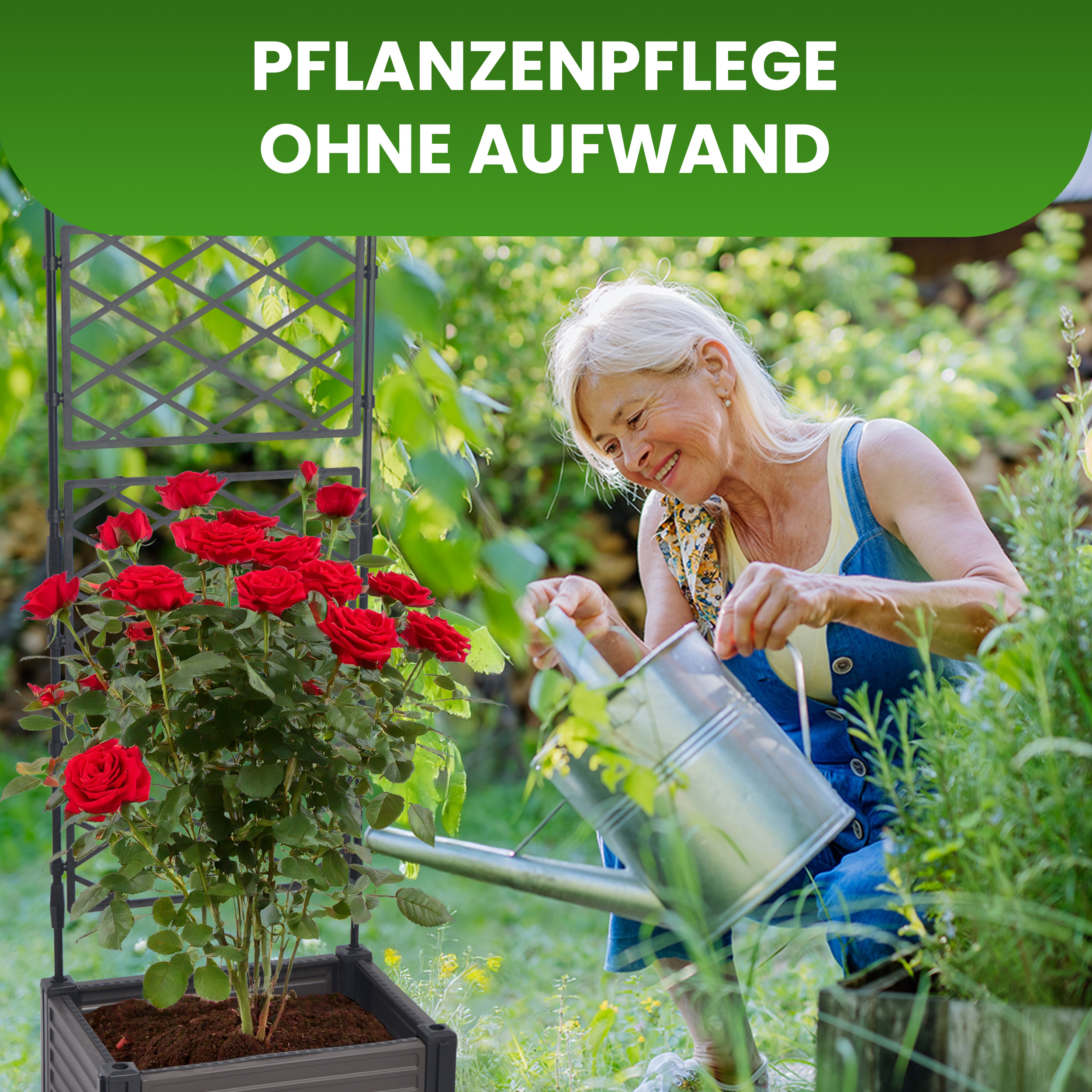 3 Blumenkasten Set mit Spalier 41x30xH125 cm Pflanzkasten auf Rädern Rankgitter für Garten Terrasse