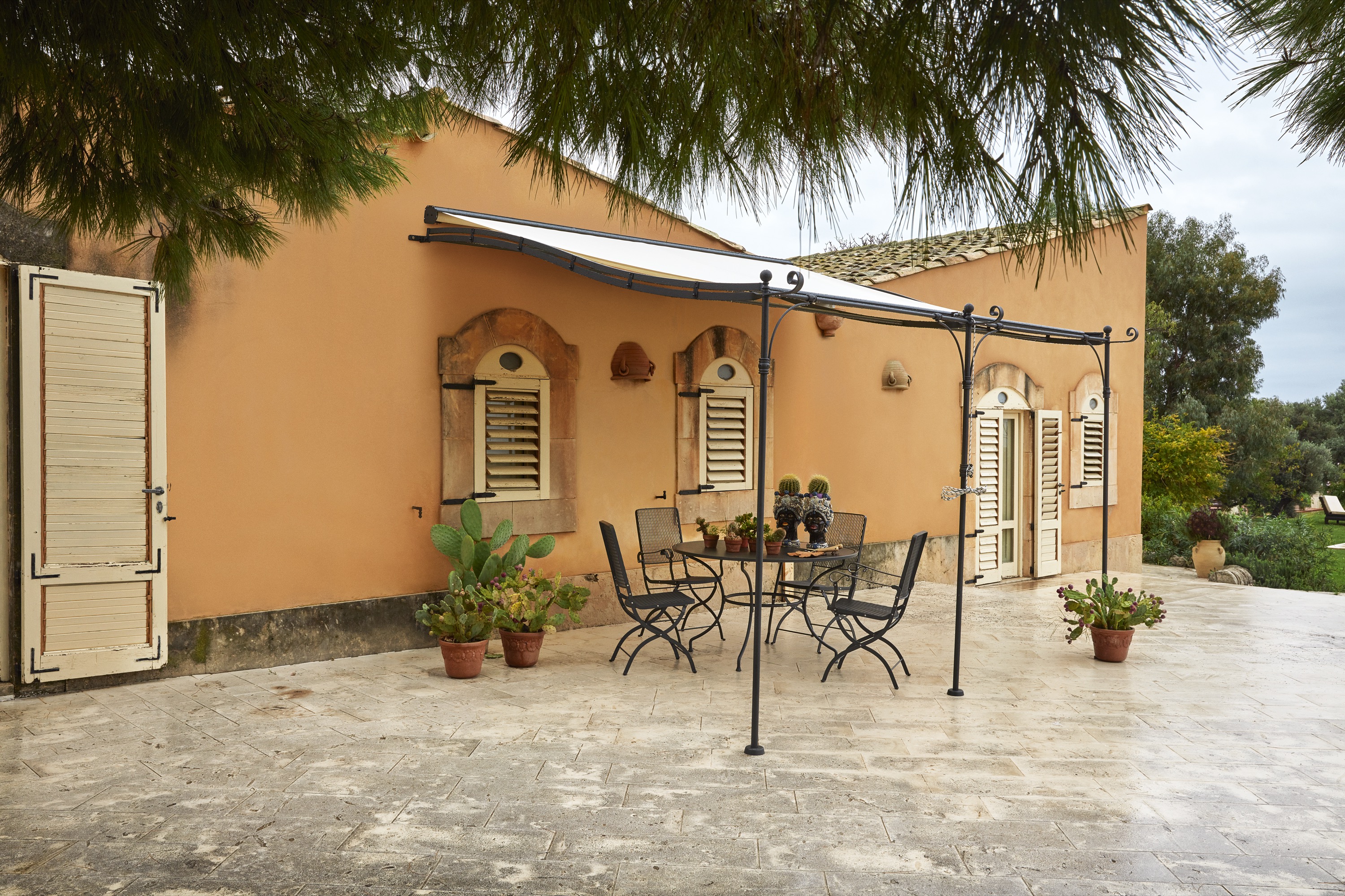 Unopiu Gebogene Anbaupergola Solaire Überdachung Set Breite 376 cm