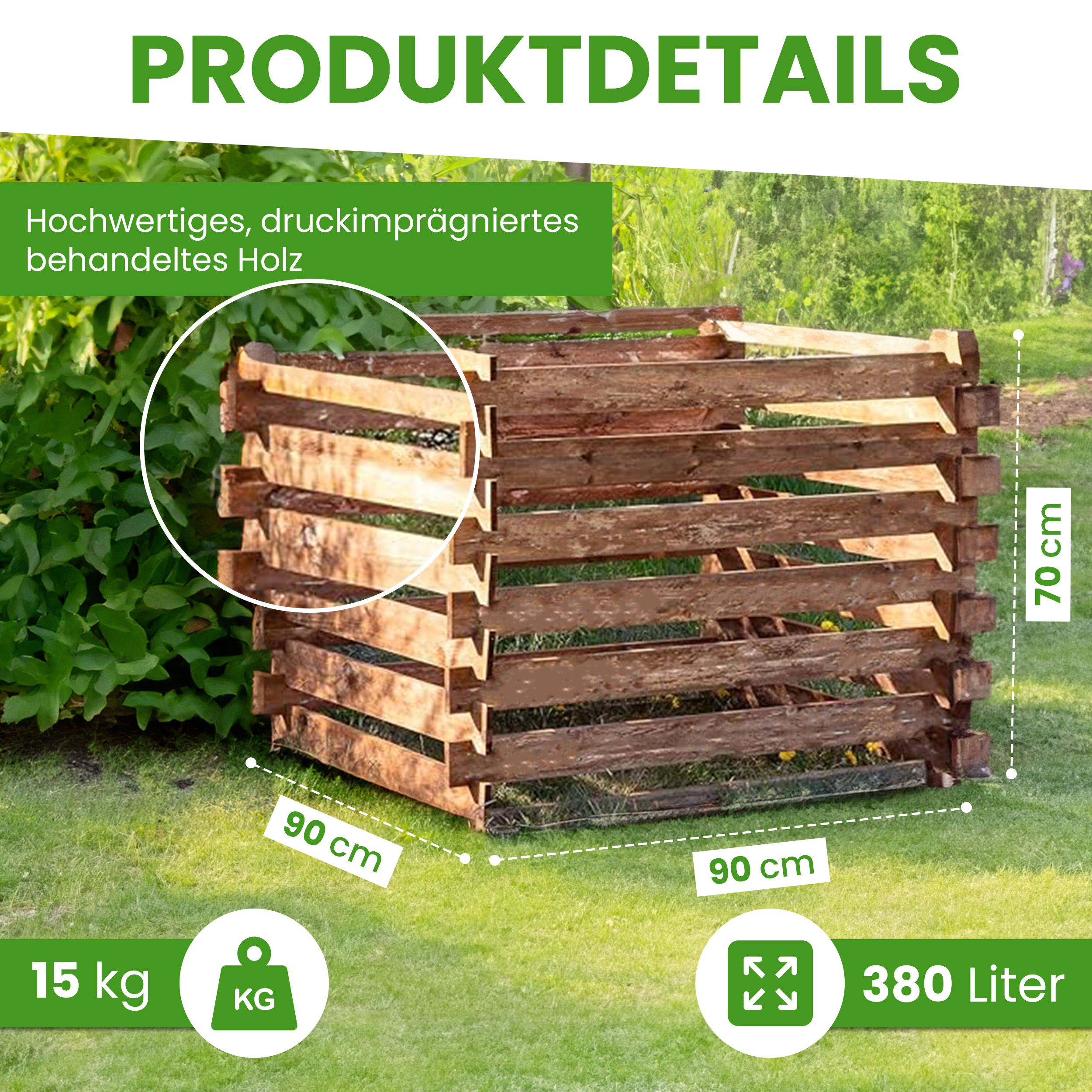 Holzkomposter Kiefer imprägniert mit Stecksystem Kompostsilo Steckkomposter Holzkomposter Kiefer imprägniert mit Stecksystem Kompostsilo Steckkomposter