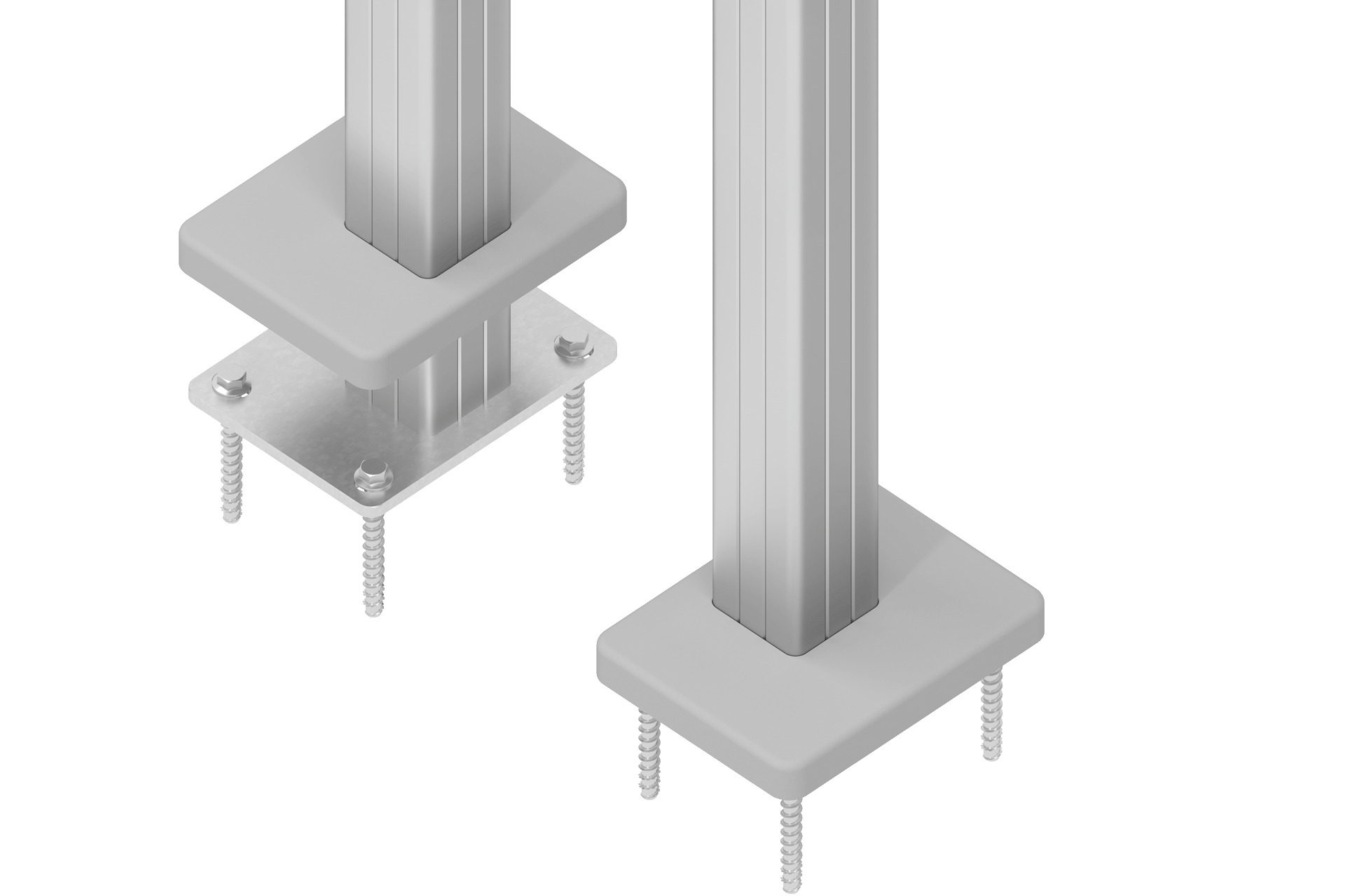 Pfostenträger-Abdeckung 15x20x2 cm für Alu-Tor-Pfosten 2er-Set silber