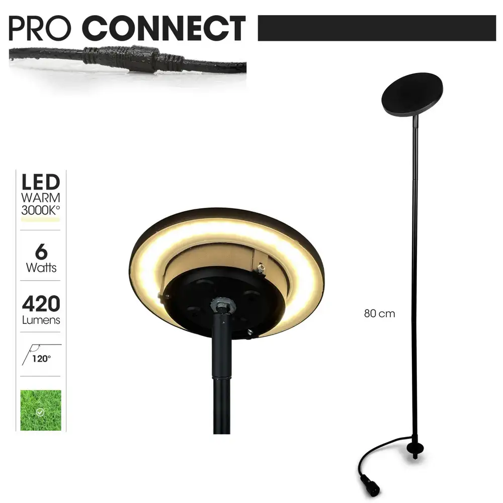 Beleuchtung auf dünnem Stab - ECLIPSE - Verstellbarer Diffusor - Ht. 70 cm - 230V/Klasse II - IP65 - 6 W - Warmweiß 3000°k