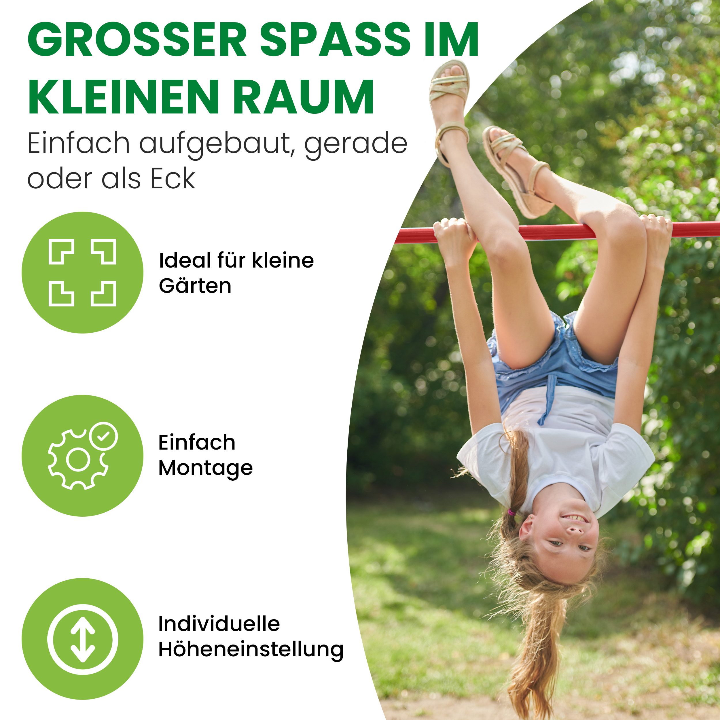 2vvrRQg1dsPWlV Turnreck aus Lärchenholz ⌀ 12 cm mit Edelstahl-Reckstange und Einschlaghülsen