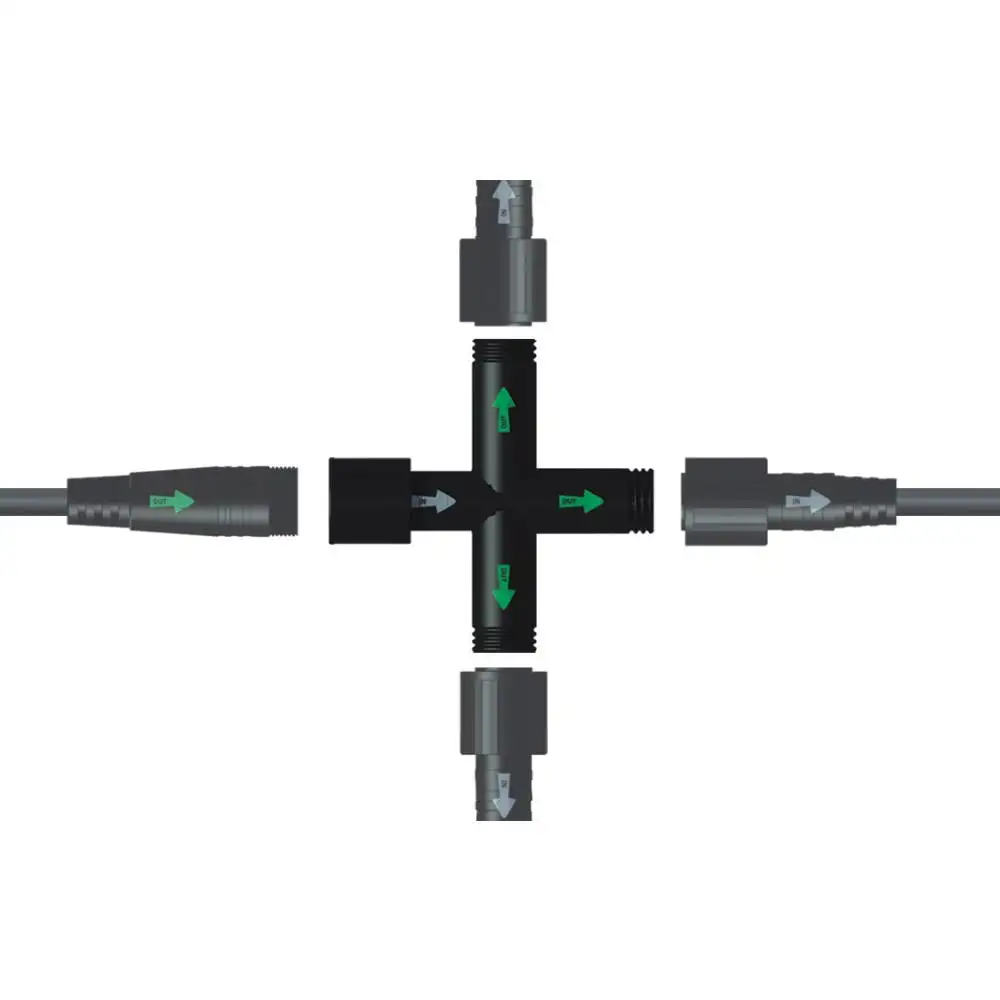 Steckverbinder 230V wasserdicht • Kabelverbinder mehrere Ausgänge schwarz • IP67 Gartenbeleuchtung Steckverbinder 230V wasserdicht • Kabelverbinder mehrere Ausgänge schwarz • IP67 Gartenbeleuchtung