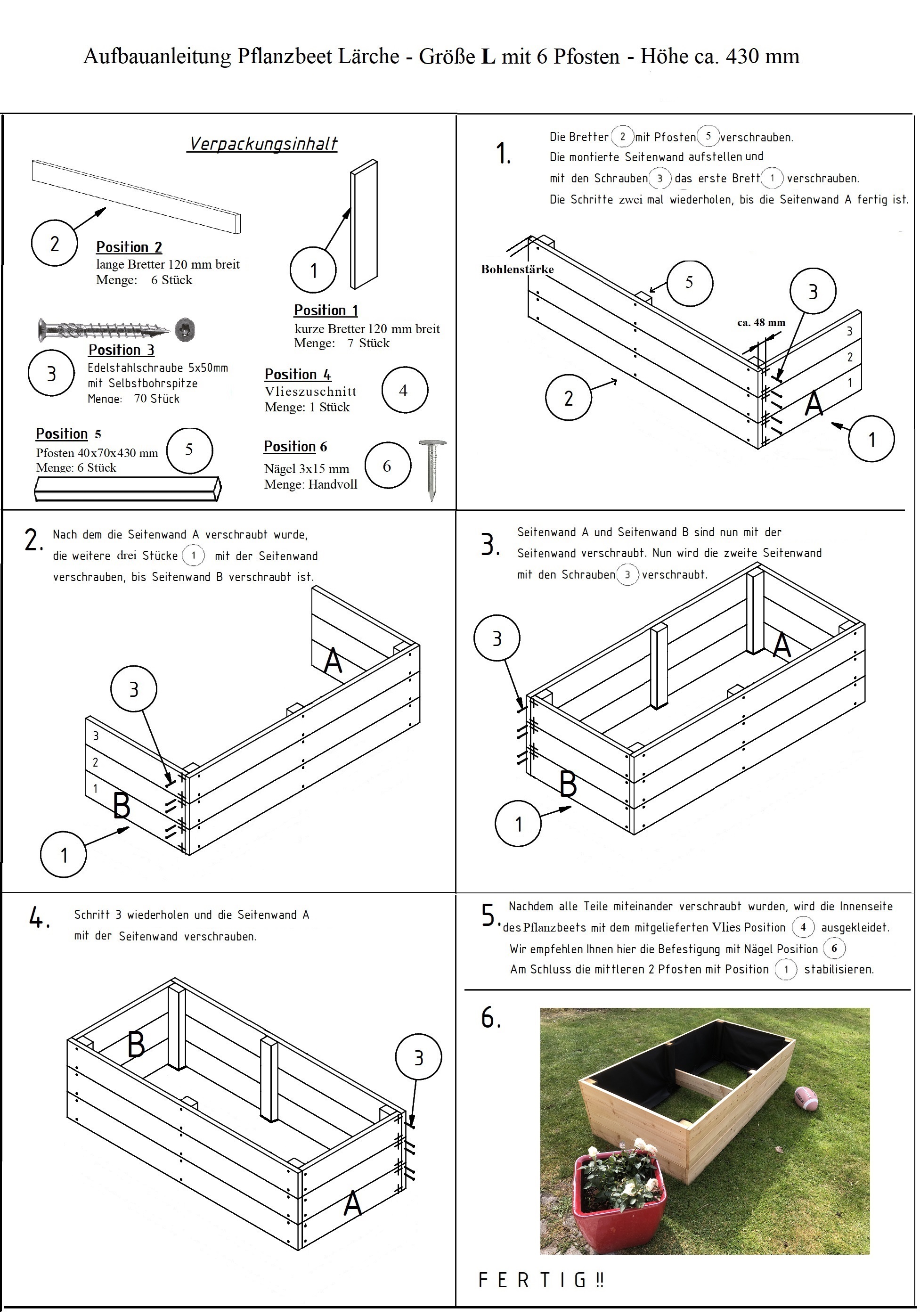Pflanzbeet Höhe 42 cm Kräuterbeet Gemüsebeet aus Lärchenholz
