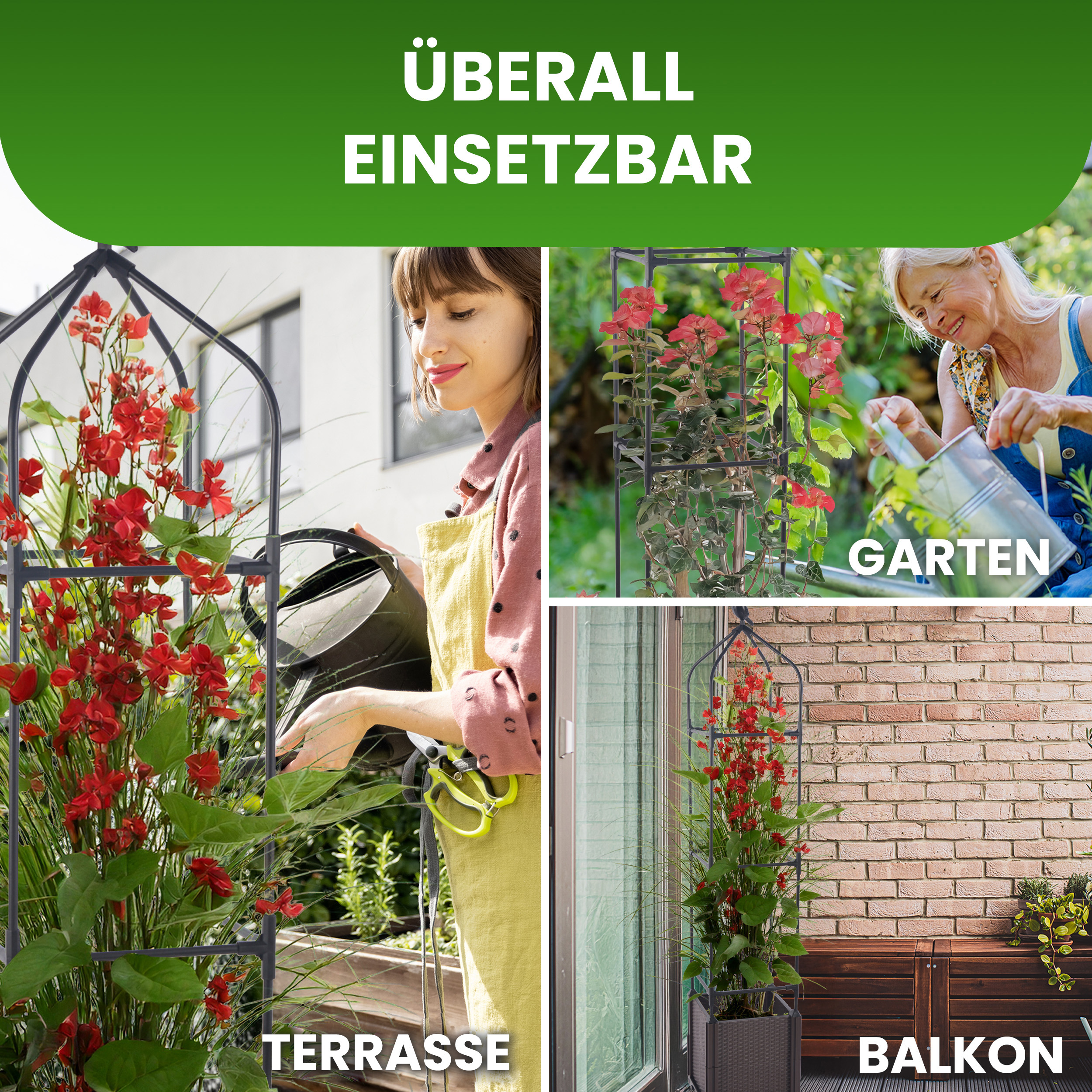 Blumenkasten Set mit Rankhilfe 3 Ebenen 30x30xH160 cm Pflanzgefäß für Garten Terrasse Blumenkasten Set mit Rankhilfe 3 Ebenen 30x30xH160 cm Pflanzgefäß für Garten Terrasse