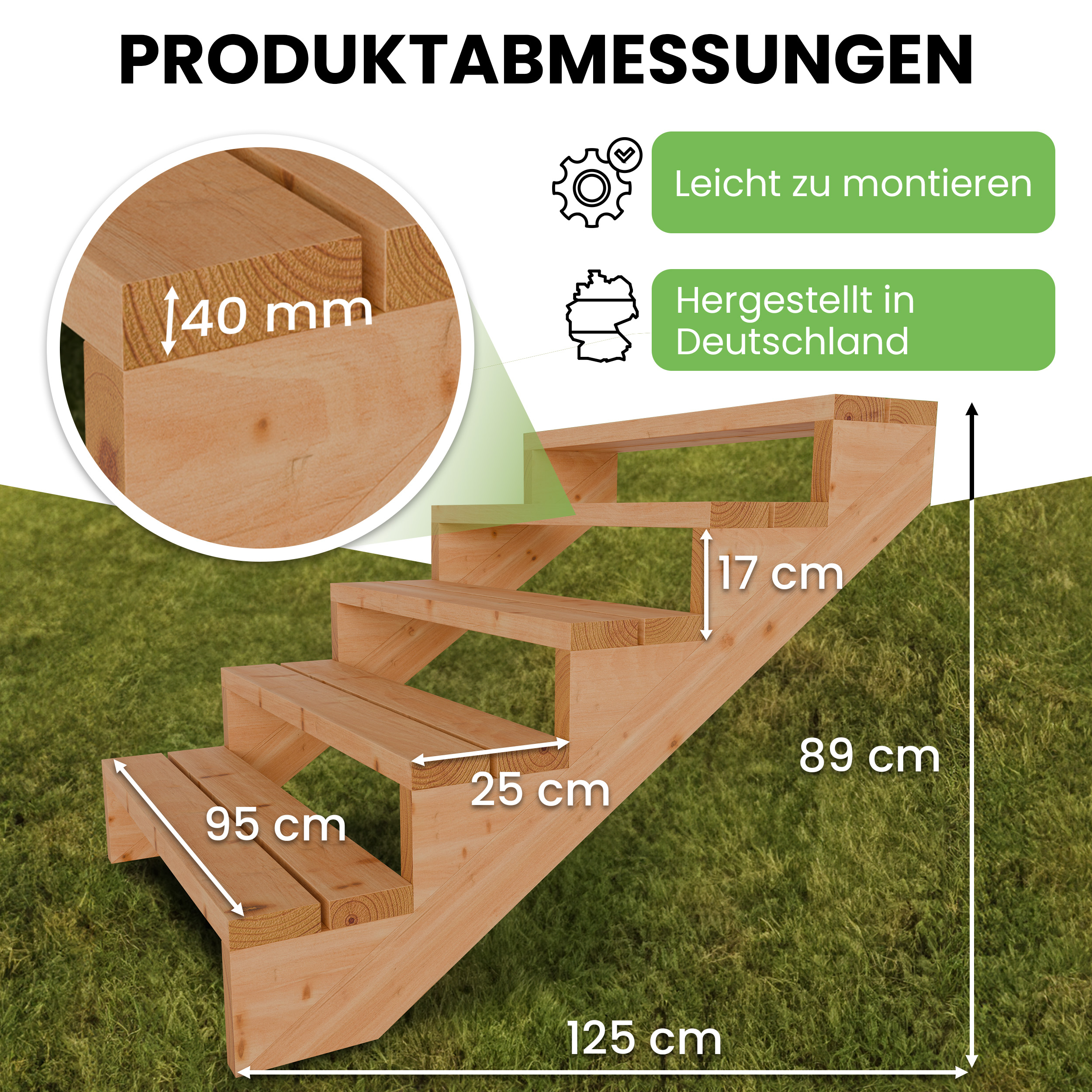 06v7skQadHAEr05 Terrassentreppe aus Lärche Treppe Stufen Wangentreppe Breite