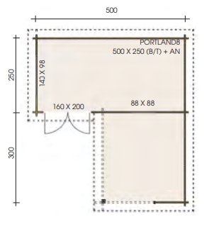 Portland8-2 Premium Gartenhaus Portland 8