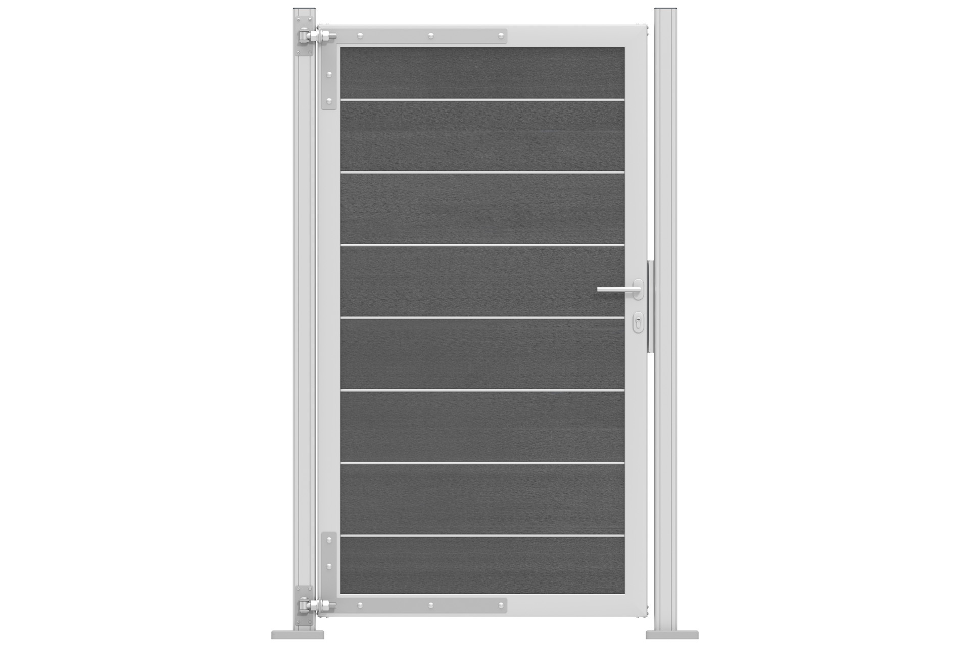 Alu-Torrahmen-silber-1 Alu-Torrahmen 100x180 cm silber inkl. Zubehör für WPC-Steckzaun