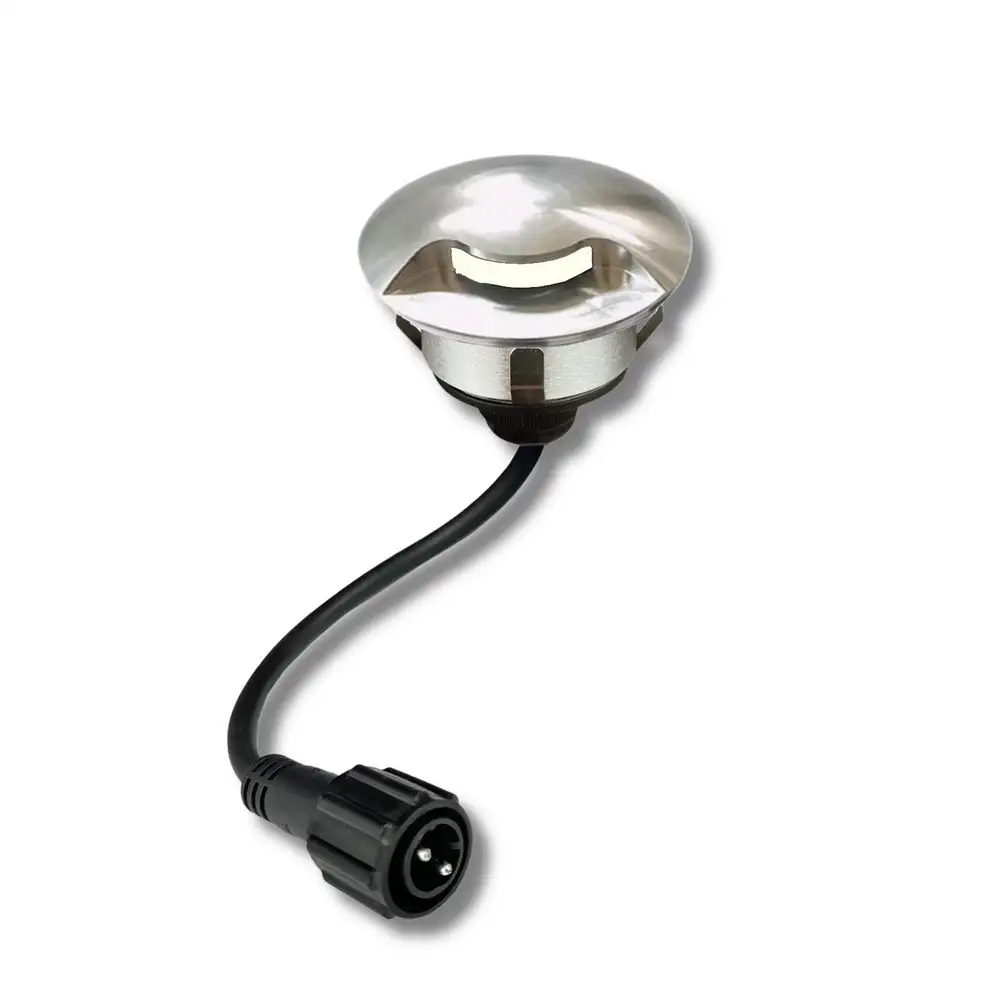 3er-Set LED Bodeneinbaustrahler Außen - rund Ø 6 cm wasserdicht warmweiß - Bodenstrahler für Holzterrasse