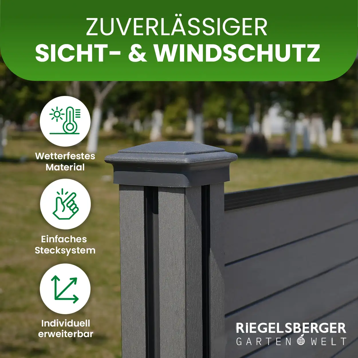 WPC-Sichtschutzzaun Komplett-Set Steckzaun