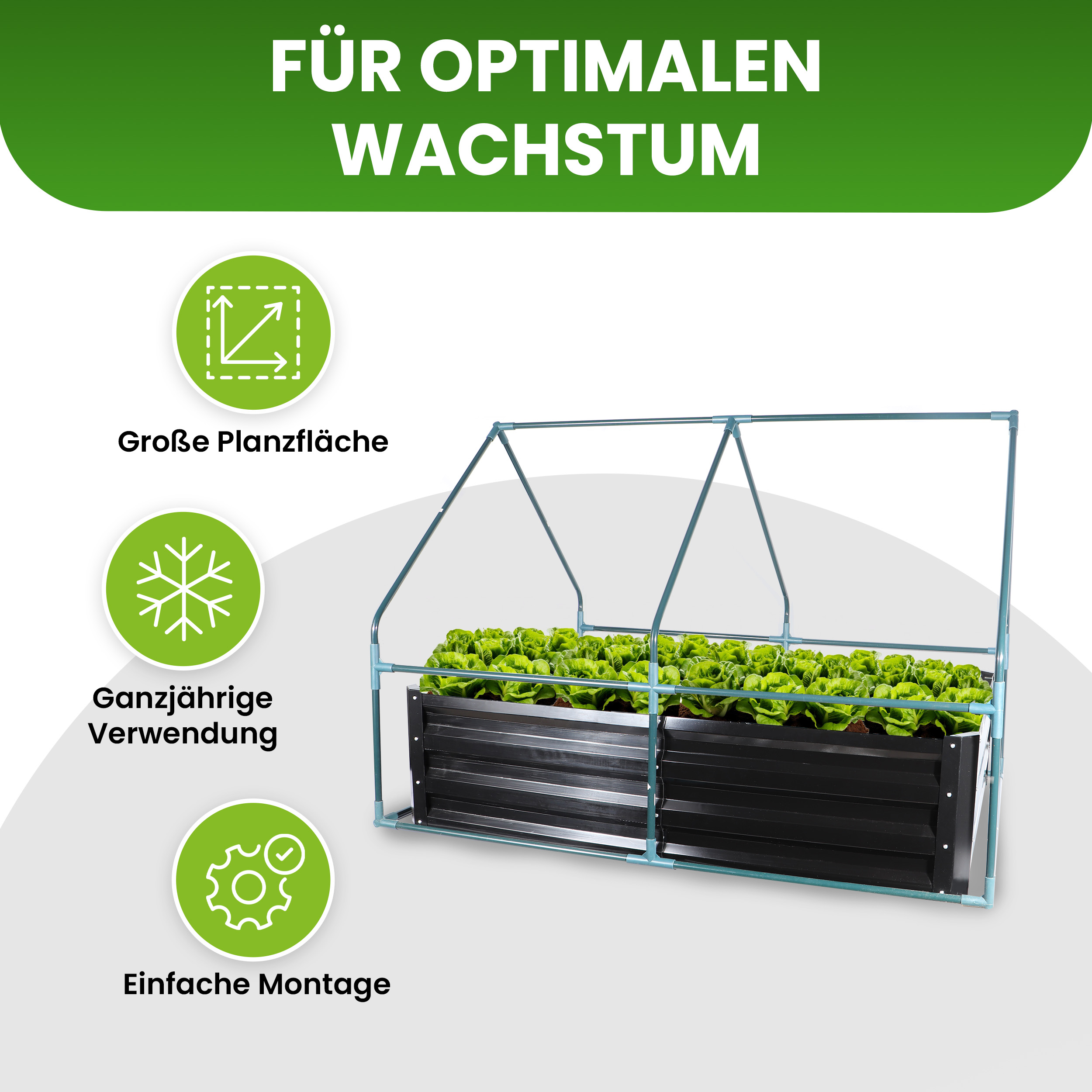 Metall-Pflanzkasten mit Frühbeet Foliengewächshaus Blumenkasten Metall-Pflanzkasten mit Frühbeet Foliengewächshaus Blumenkasten