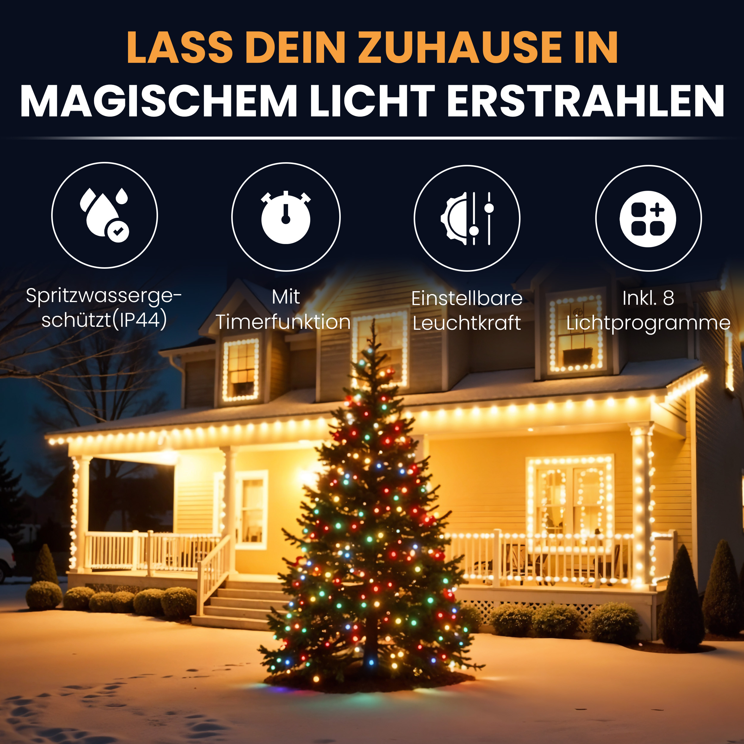 2c7xK5IHmnJGNc LED-Lichterkette Christbaum LED Lichterkette Dekobeleuchtung Timer 8 Programme Weihnachtsbeleuchtung