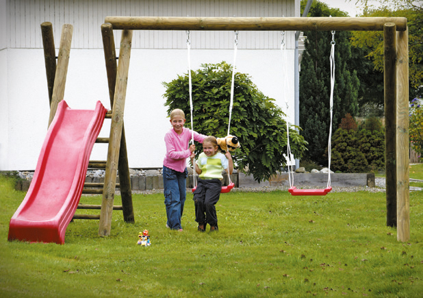 Massive Schaukelkombination BERTA 2 Kinderschaukel 370 cm Doppelschaukel Kiefer imprägniert