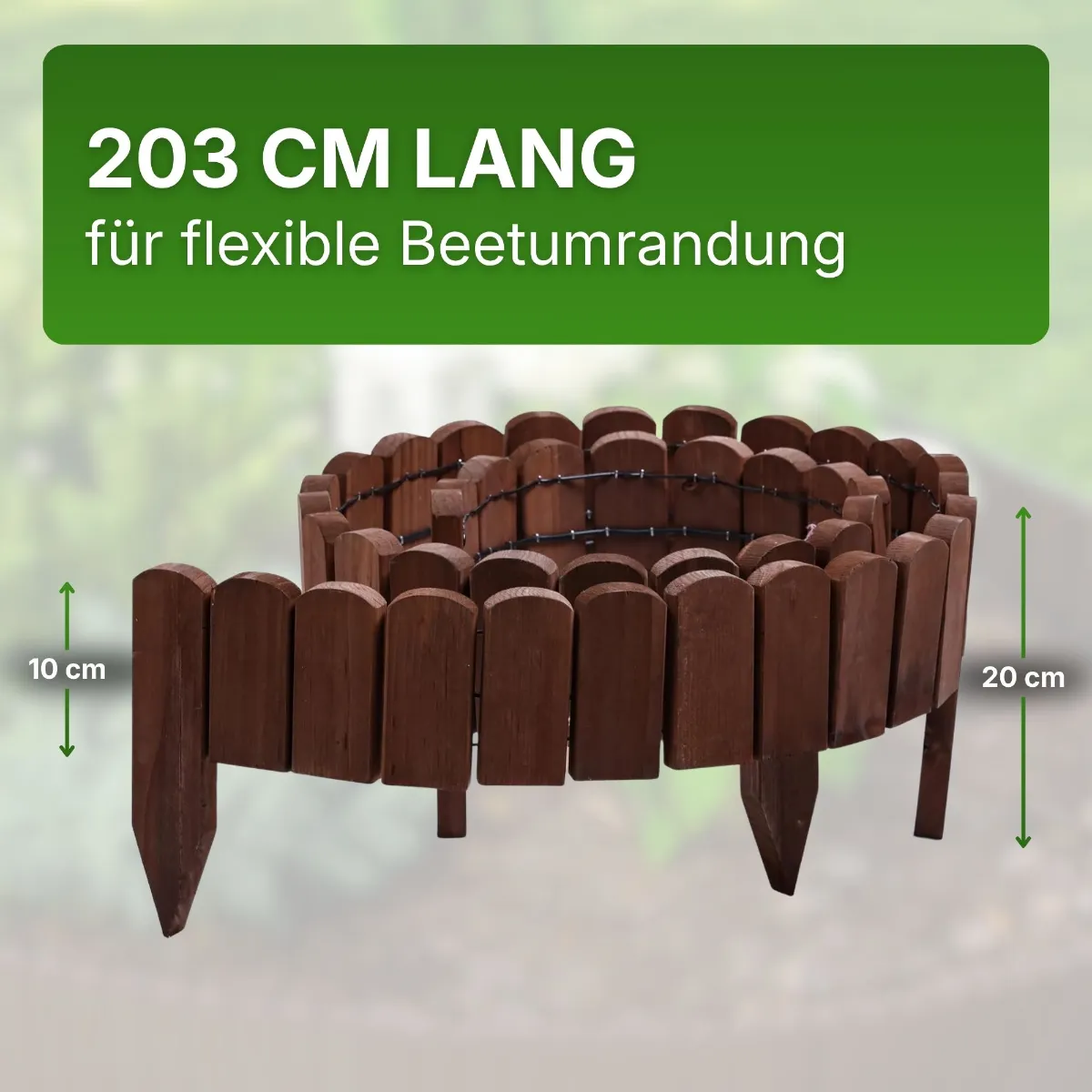 Rollboarder Umzäunung Mähkante Holzzaun Tannenholz Länge 203 cm