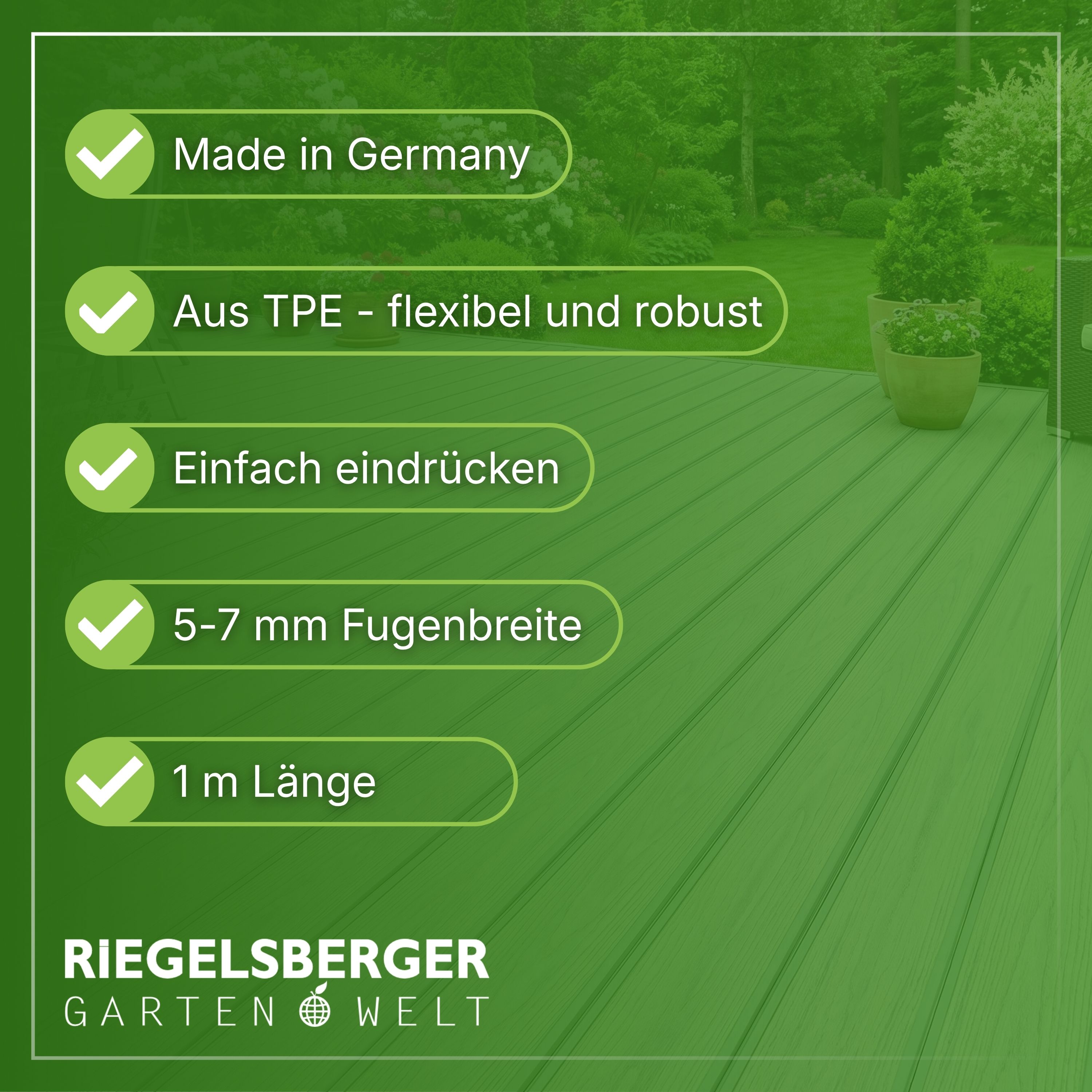 Terrassenfugenband 1 m 5–7 mm schwarz aus TPE