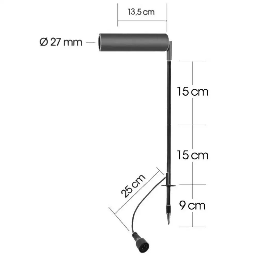 Außenstrahler Aluminium schwarz - Ht. 30 cm - 230V/Klasse II - IP65 - LED 3 W - 210 lm - Warmweiß 3000°k
