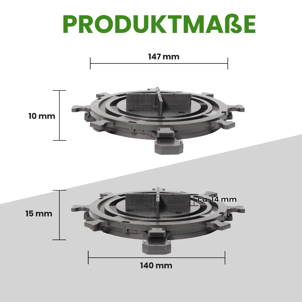 20er Set Plattenlager Pro justierbar 10–15 mm für Terrassenplatten