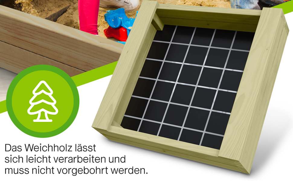 Info-2 Sandkasten XXL Bär Bohlen aus Kiefernholz 60 mm imprägniert Sandkiste Buddelkiste Sandbox
