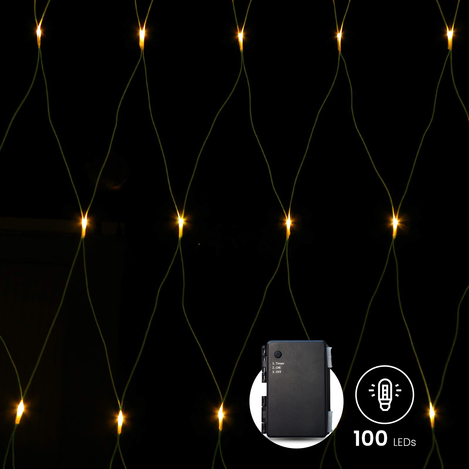 Lichternetz mit warmweißen LEDs und Timer Batteriebetrieben für innen und außen Lichternetz mit warmweißen LEDs und Timer Batteriebetrieben für innen und außen