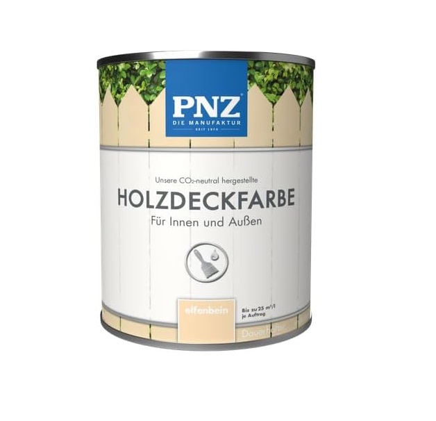 Holzdeckfarbe_elfenbein PNZ Holzdeckfarbe Wetterschutzfarbe UV Schutz dauerhafter deckend für Innen und Außen