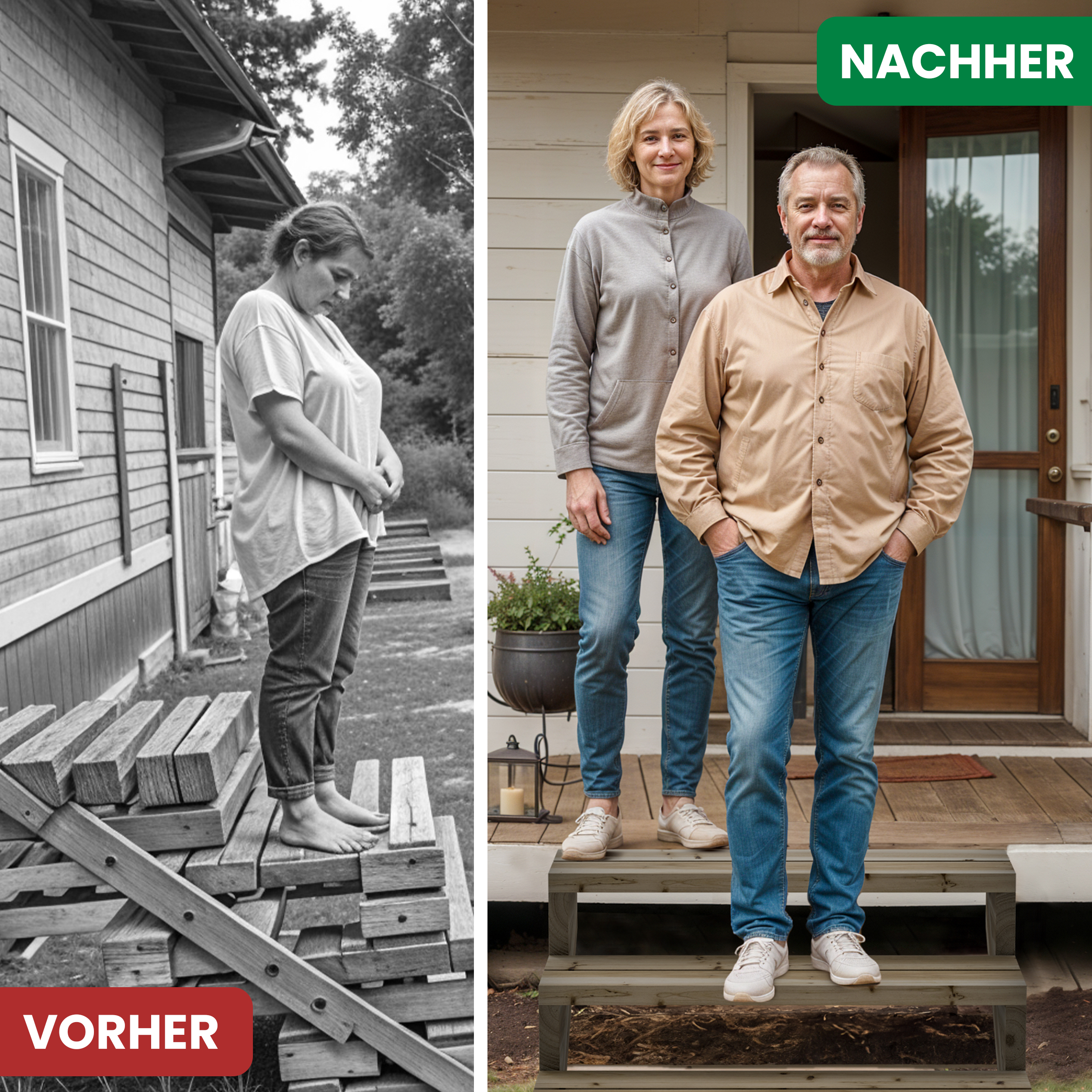 045LOGVn7yr6VtI Terrassentreppe Kiefer kesseldruckimprägniert Treppe mit Stufen Wangentreppe Breite