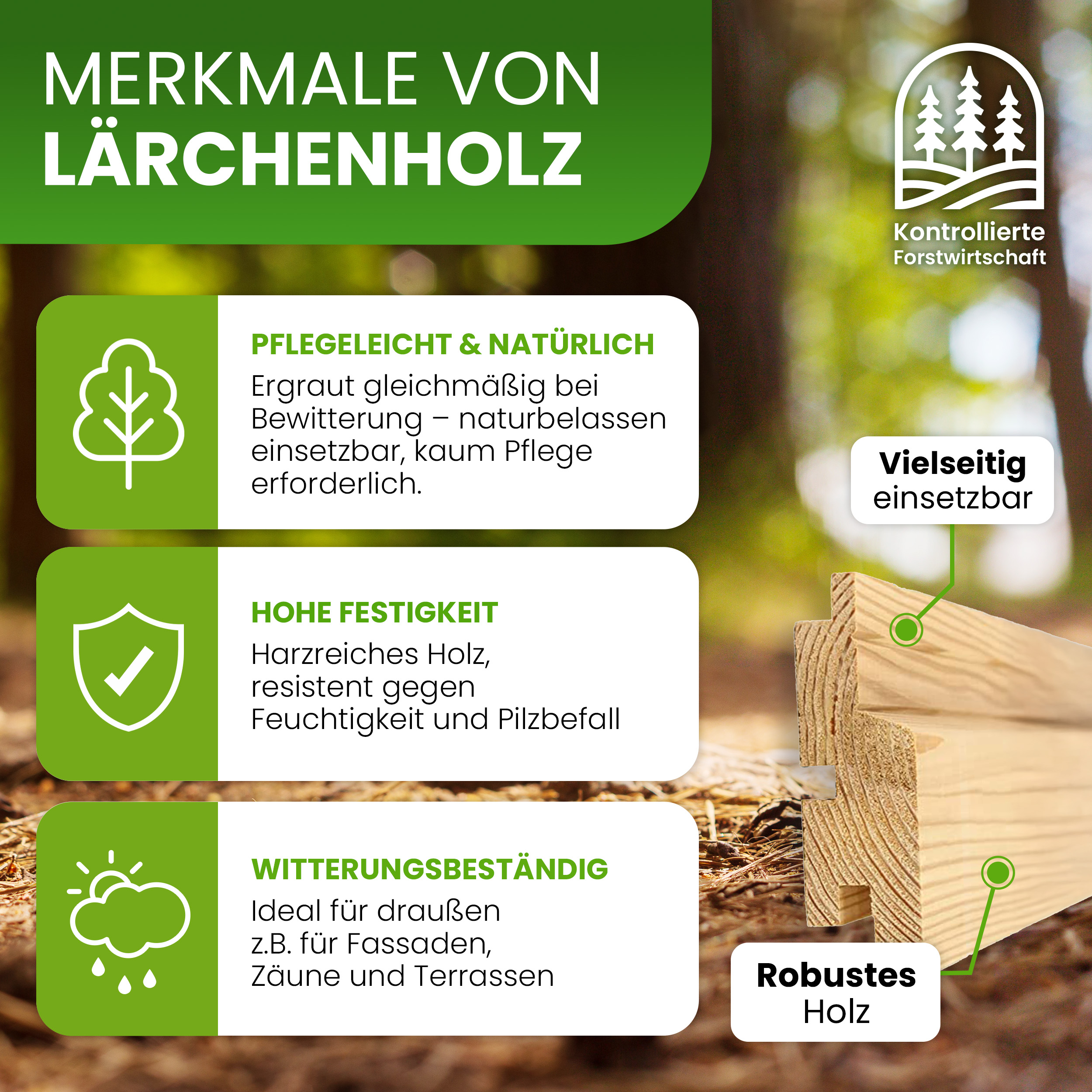 Fassadenprofil Rhombus 28x95 mm mit Nut und Feder Fassadenverkleidung Lärche naturbelassen
