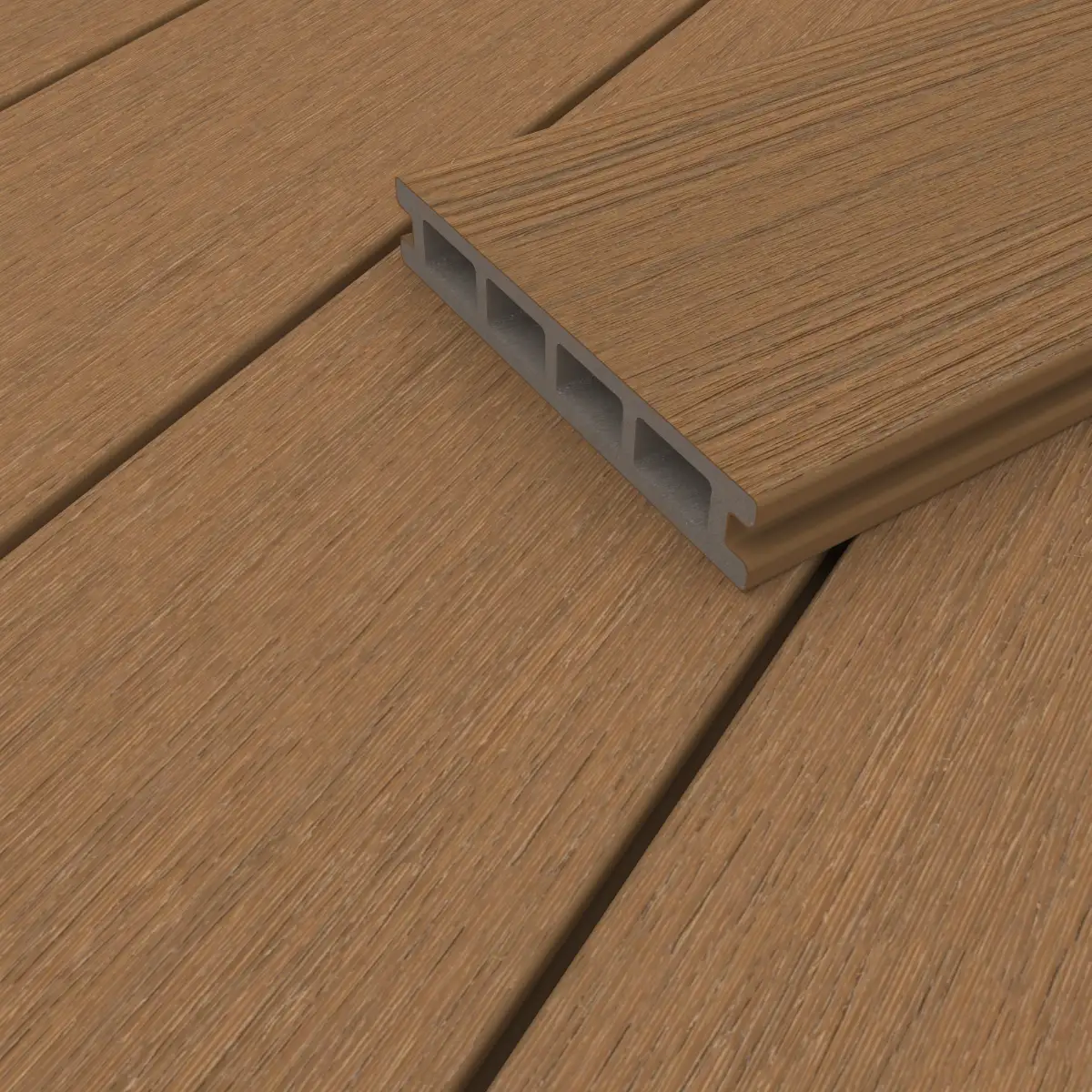 WPC Terrassendiele 25x140 mm Hohlprofil ummantelt Teak 30 cm