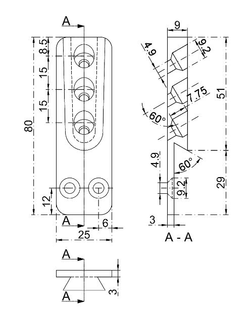 Pitzl Verbinder HVP Standard für Holz-Holzanschluss Maße 25 x 80 x 12 mm