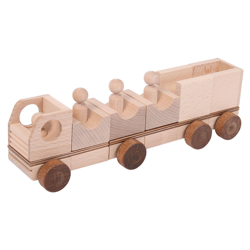 60050_1 Beck Flexi Fahrzeug Baukasten mit 31 Elementen Pritschenwagen Kastenwagen Langholzwagen