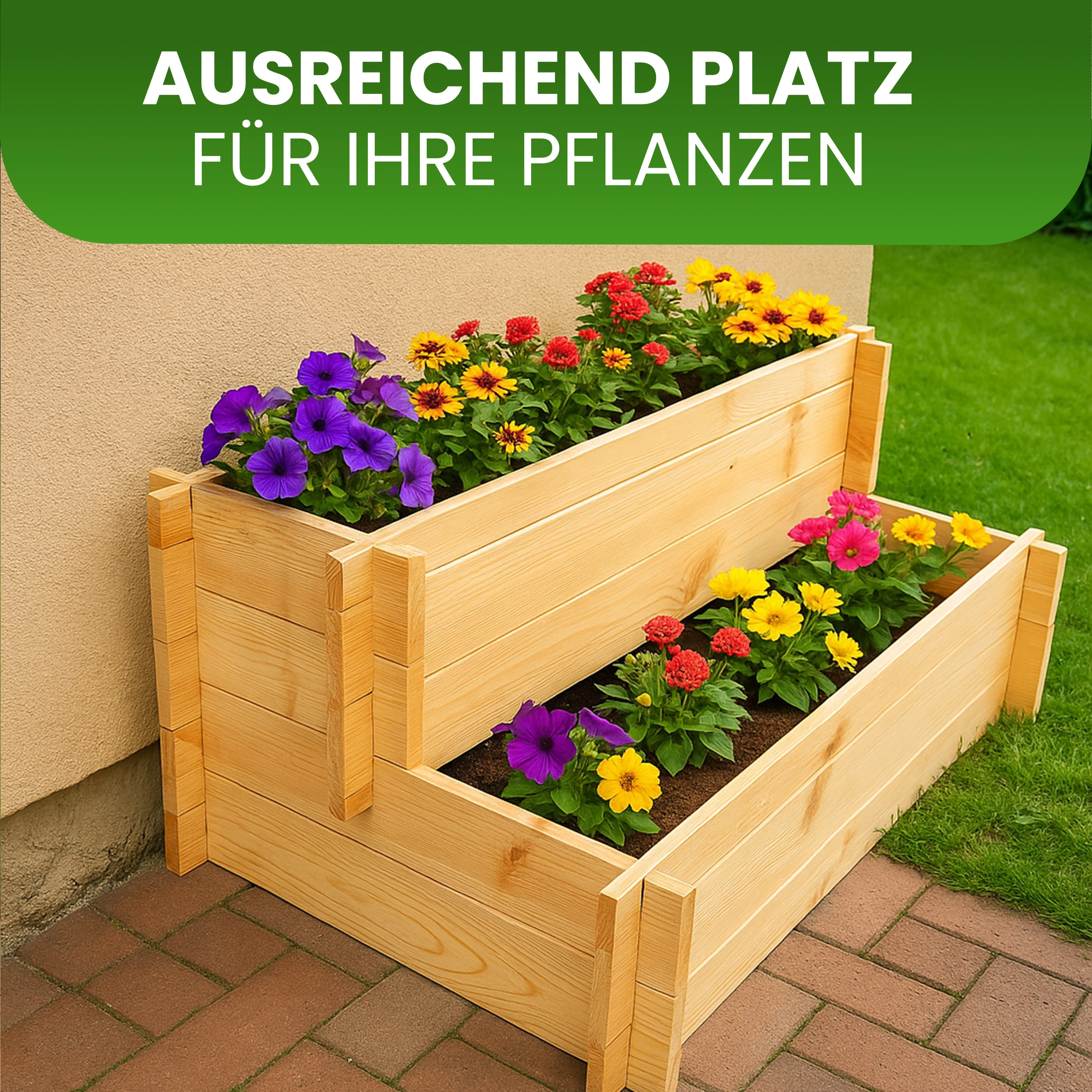 Stufenbeet aus Kiefer natur Pflanzkasten Beet für den Garten Pflanztreppe Stufenbeet aus Kiefer natur Pflanzkasten Beet für den Garten Pflanztreppe
