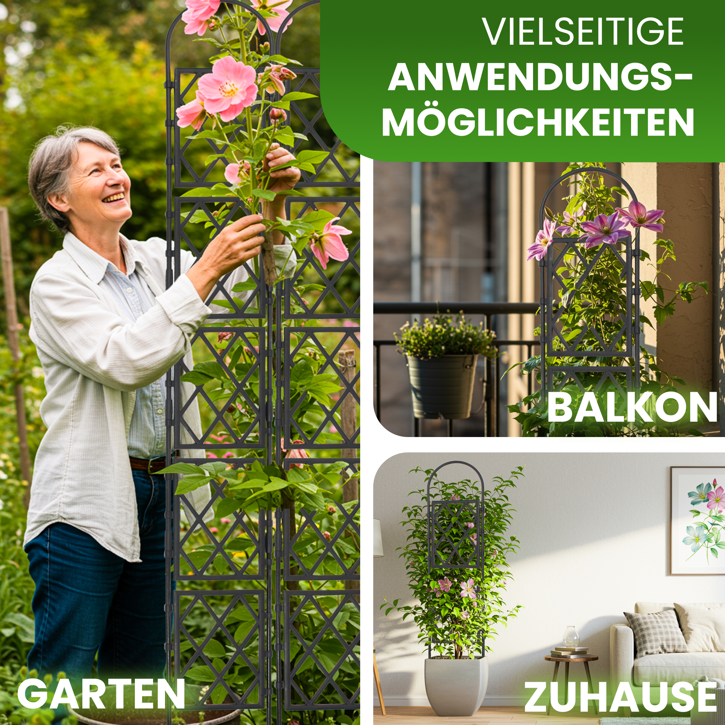 Wandspalier mit Bogen Rankgitter Pflanzenstütze Gitterspalier für Garten