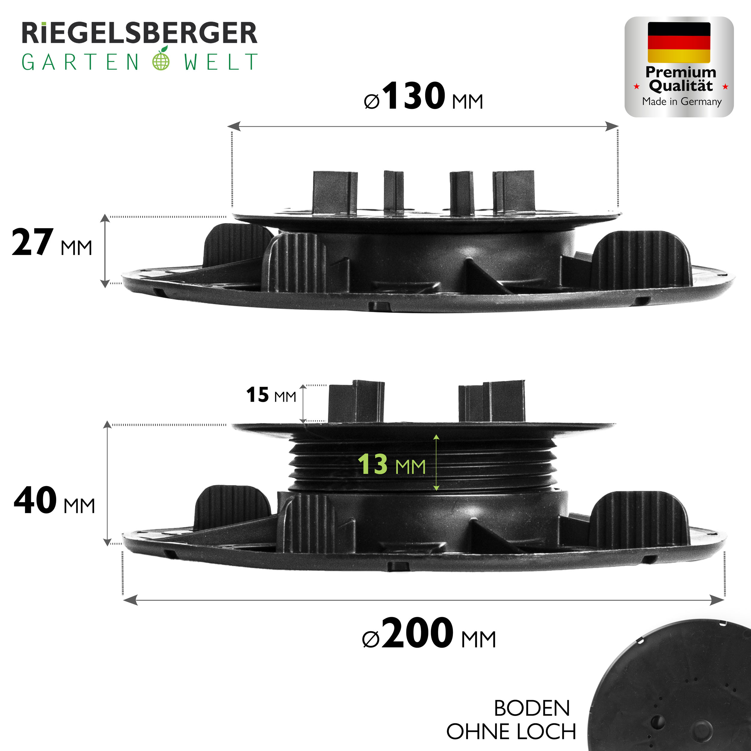 3_Size_27-40u8i3dsJQitMwm 1 Karton Plattenlager PREMIUM für Stein Beton Keramikplatten Terrassenlager Stelzlager Stellfuß