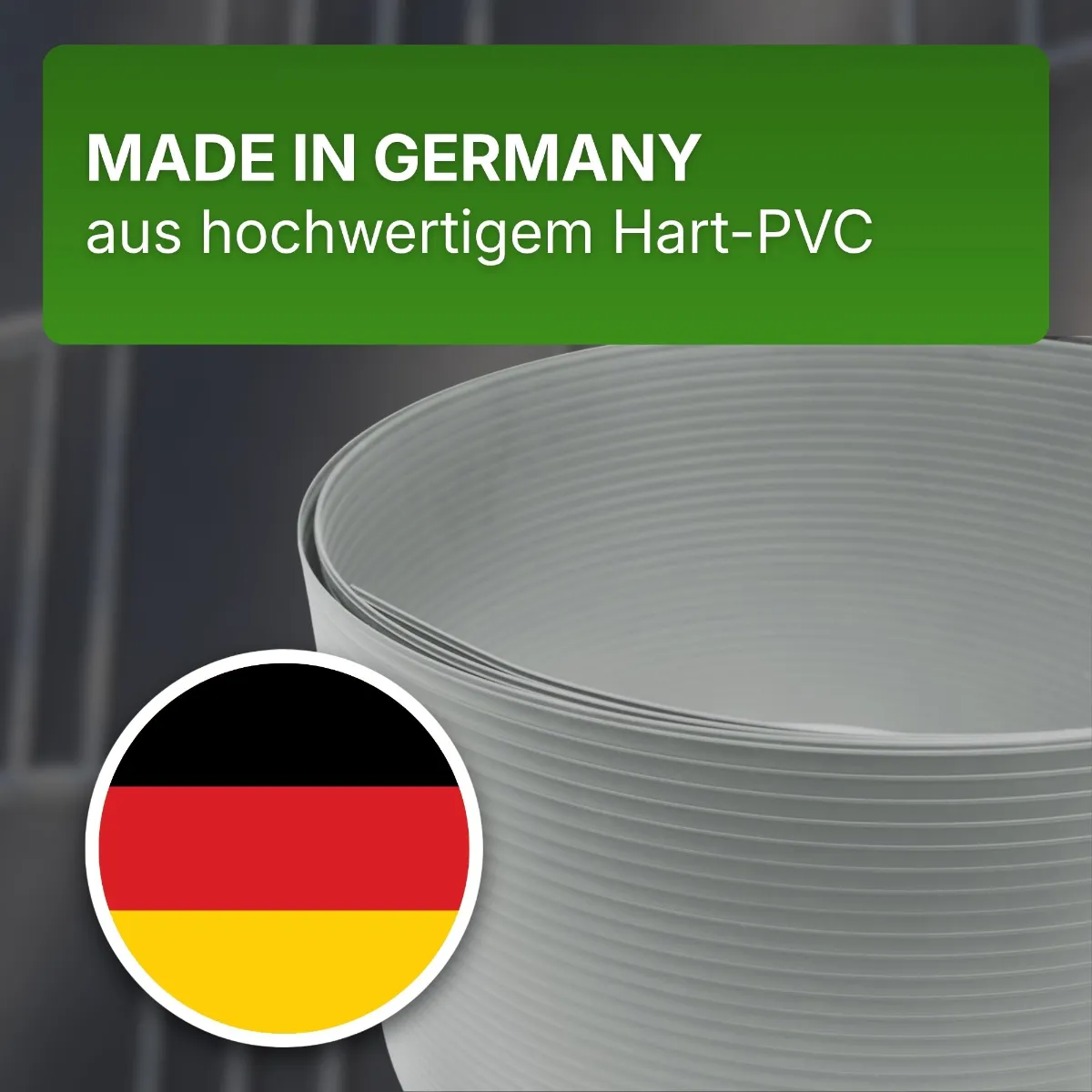 Hart-PVC Sichtschutzstreifen lichtgrau 2525×190×1,35 mm Doppelstabmatten