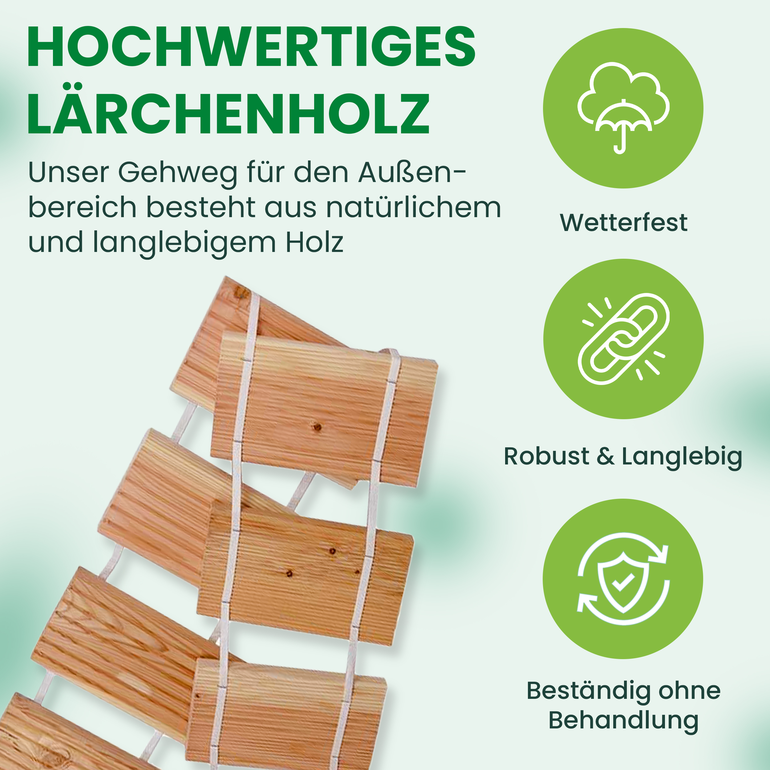 11111oEGS4mACjb89x Rollweg Lärche Länge 250 cm für den Weg im Garten