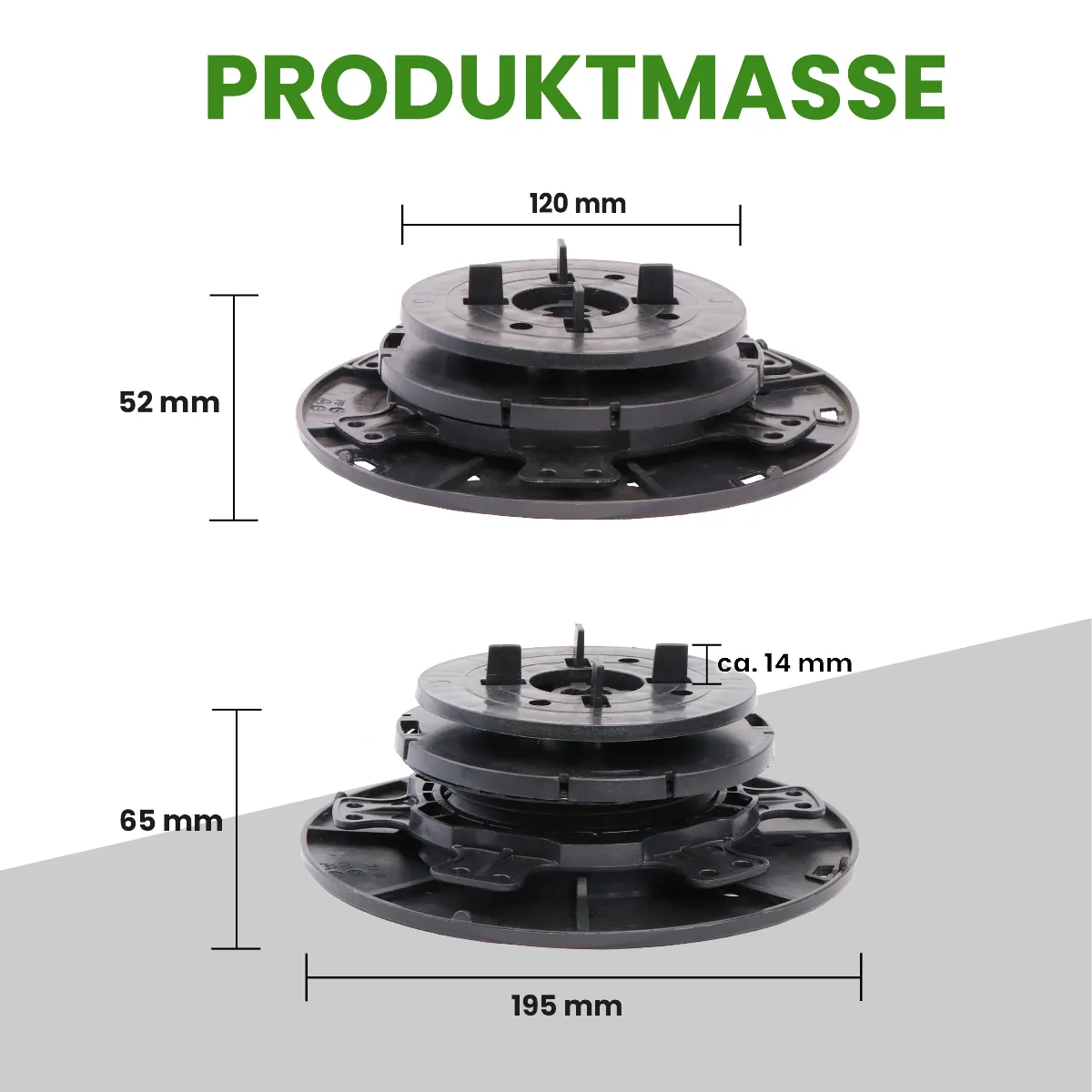 Plattenlager Pro justierbar 52–65 mm mit Gefälleausgleich bis 7 %