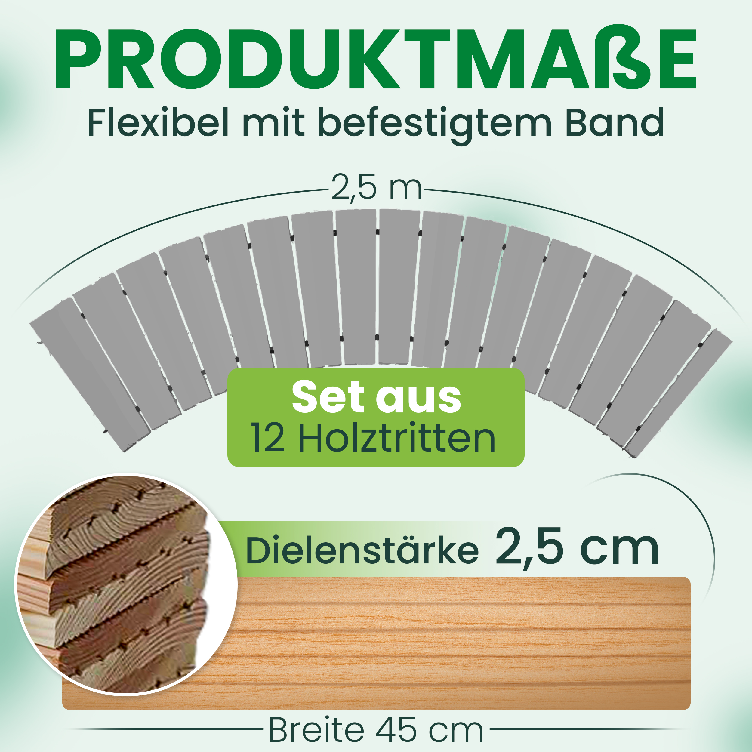 111111aE0WpvqHbo6s0 Rollweg Lärche Länge 250 cm für den Weg im Garten