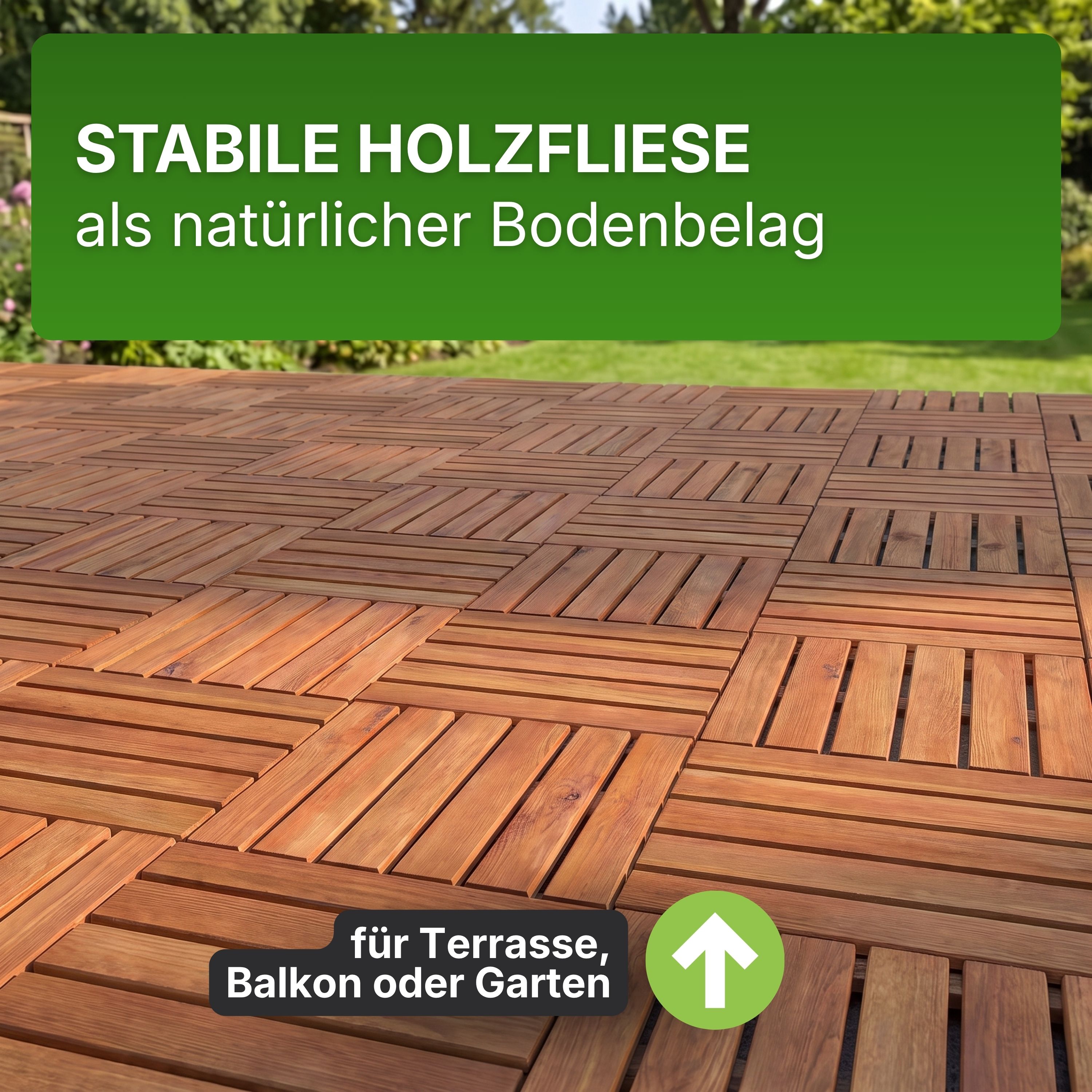 Terrassenfliese aus Kiefernholz BRAUN imprägniert 50x50cm Holzfliese Balkonfliese Fliese Terrasse