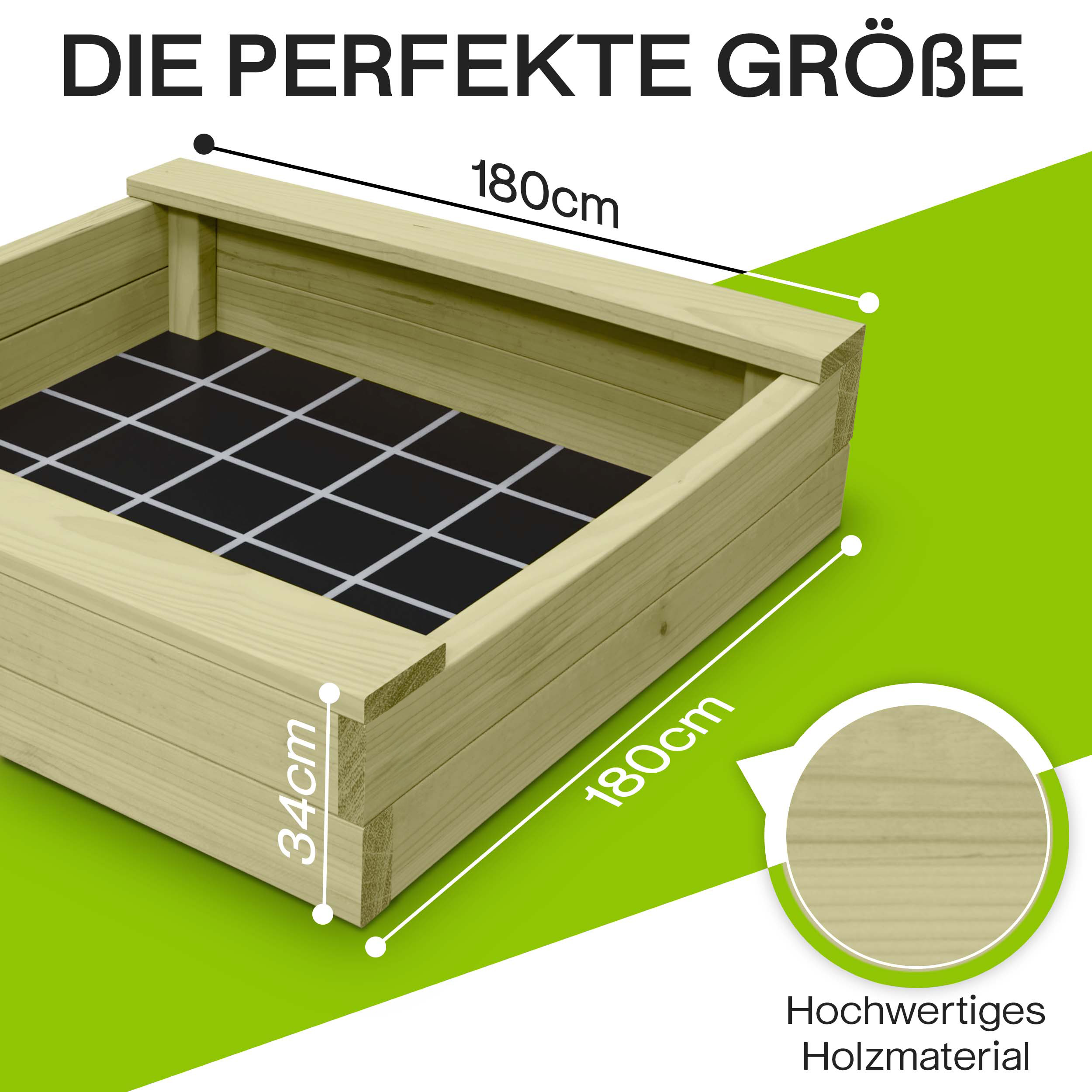 Sandkasten XXL Bär Bohlen aus Kiefernholz 60 mm imprägniert Sandkiste Buddelkiste Sandbox