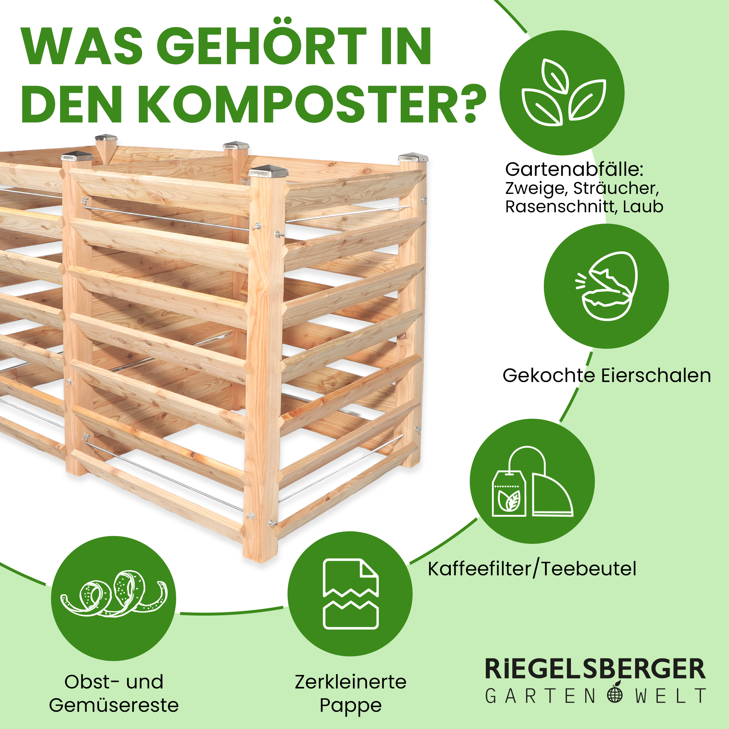 Moderner Komposter Duo 80x153xH100 cm aus Lärchenholz Massivholz Steckkomposter Kompostsilo Holzkomposter