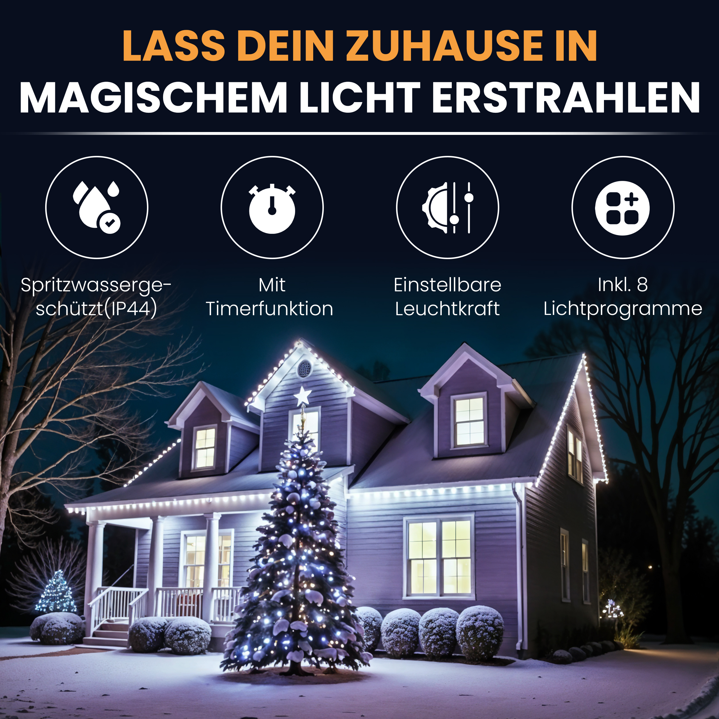2k364tluJbZ3Ry LED-Lichterkette Christbaum LED Lichterkette Dekobeleuchtung Timer 8 Programme Weihnachtsbeleuchtung