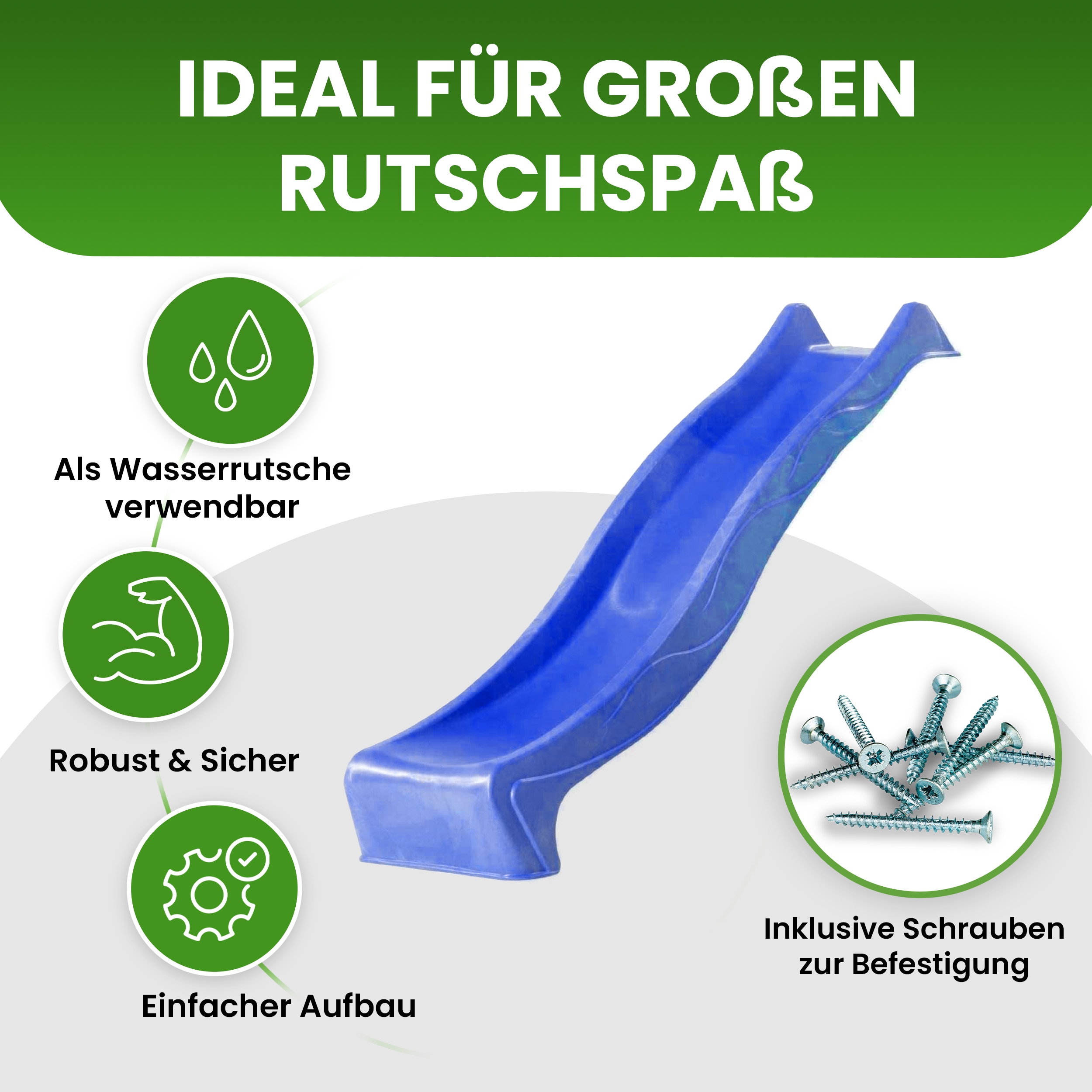 Wellenrutsche 290 cm mit Wasseranschluss Anbaurutsche für Podesthöhe 150 cm für Spielturm oder Schaukel Wellenrutsche 290 cm mit Wasseranschluss Anbaurutsche für Podesthöhe 150 cm für Spielturm oder Schaukel