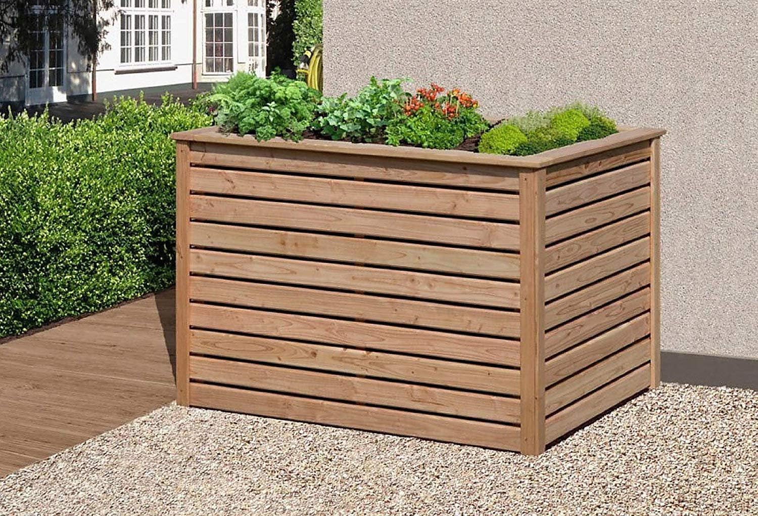 81-iDUthyzL-_AC_SL1500_ Elegantes Hochbeet B125xT85xH80 cm Lärche Natur Stärke 20x90mm Kräuterbeet Pflanzbeet Gemüsebeet