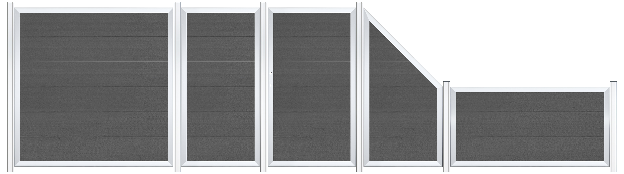 52100-SET-W02 Einzeltor 100x180 cm anthrazit für WPC-Rahmenzaun